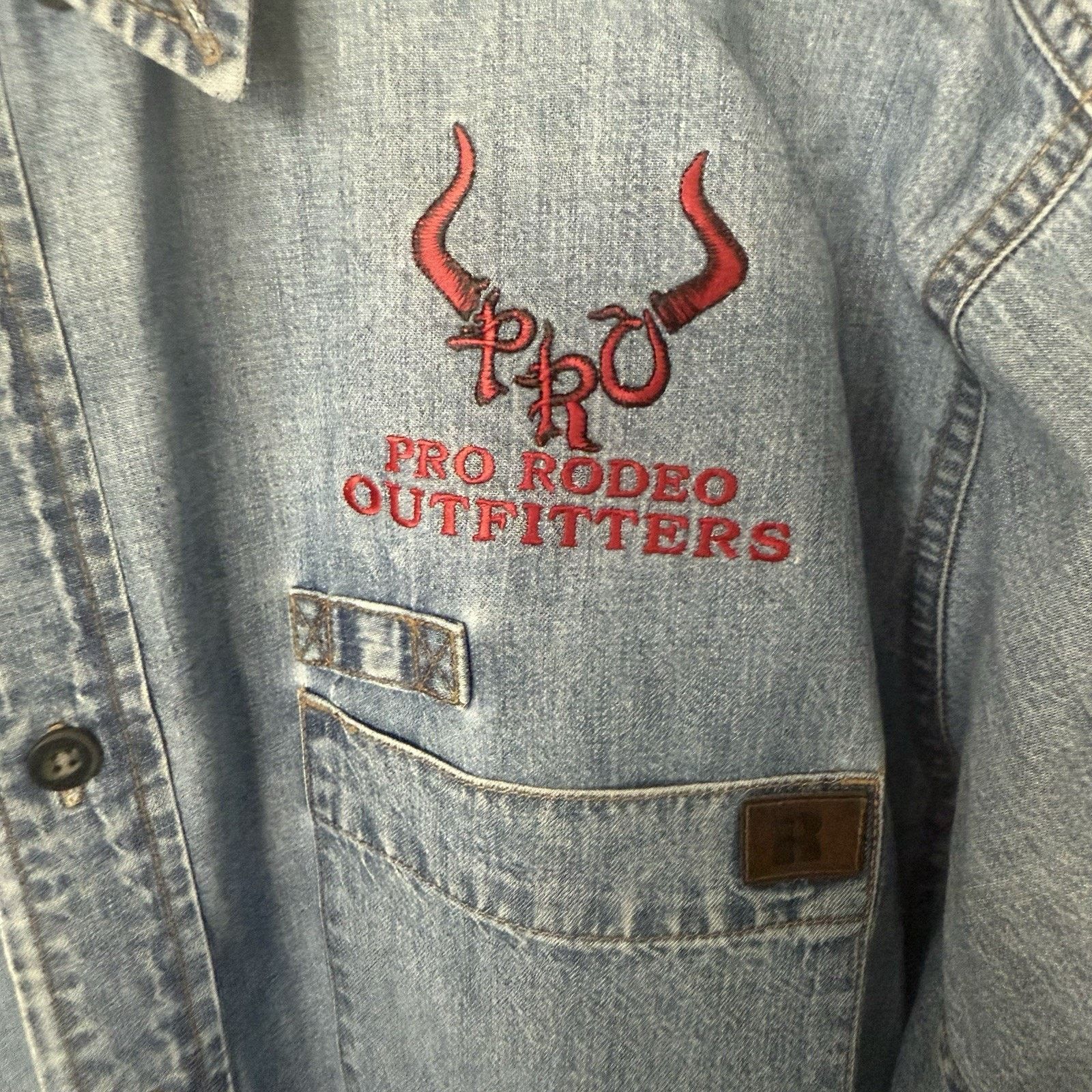 Wrangler Wrangler Riggs Workwear Denim Shirt Embroidered Starched Size US XL / EU 56 / 4 - 4 Thumbnail