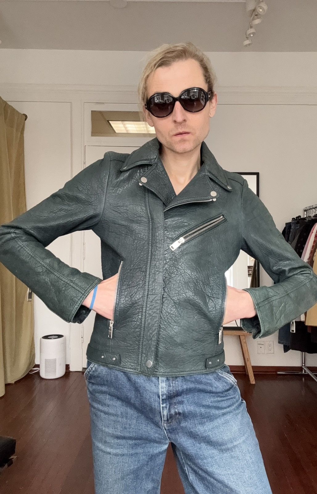 Balenciaga Balenciaga AW2014 Green Lamb Leather Biker Jacket Size US S / EU 44-46 / 1 - 16 Thumbnail