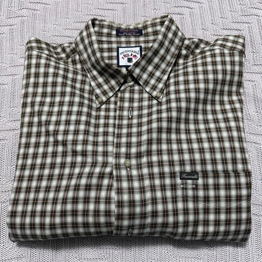 Faconnable Faconnable brown plaid button down Size US XL / EU 56 / 4 - 1 Thumbnail