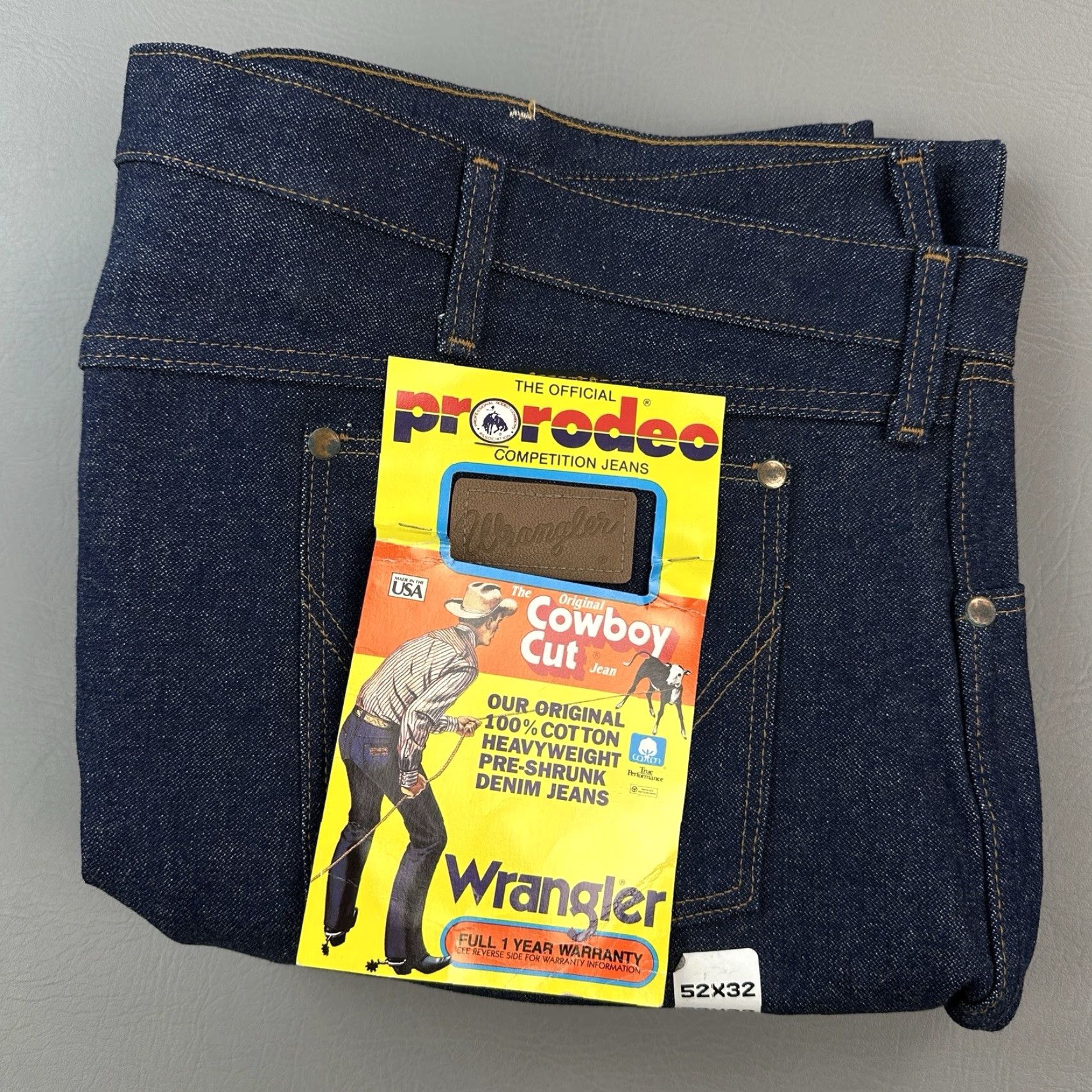 Wrangler VINTAGE Wrangler Jeans Mens 52x32 Dark Wash Cowboy Cut Deadstock 13MWZ USA Made Denim Jeans 5-Pocket Mens Cowboy USA Size US 36 / EU 52 - 2 Thumbnail