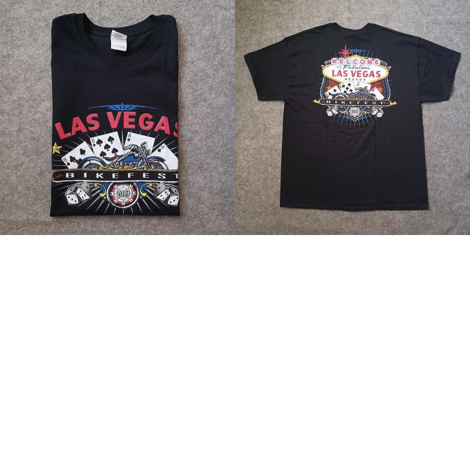 Gildan Gildan Heavy Cotton Las Vegas Bike Fest T Shirt Mens XL Black Double-Sided 2013 Motorcycle Rally Biker City Classic Garden Accessories? Size US XL / EU 56 / 4 - 9 Thumbnail