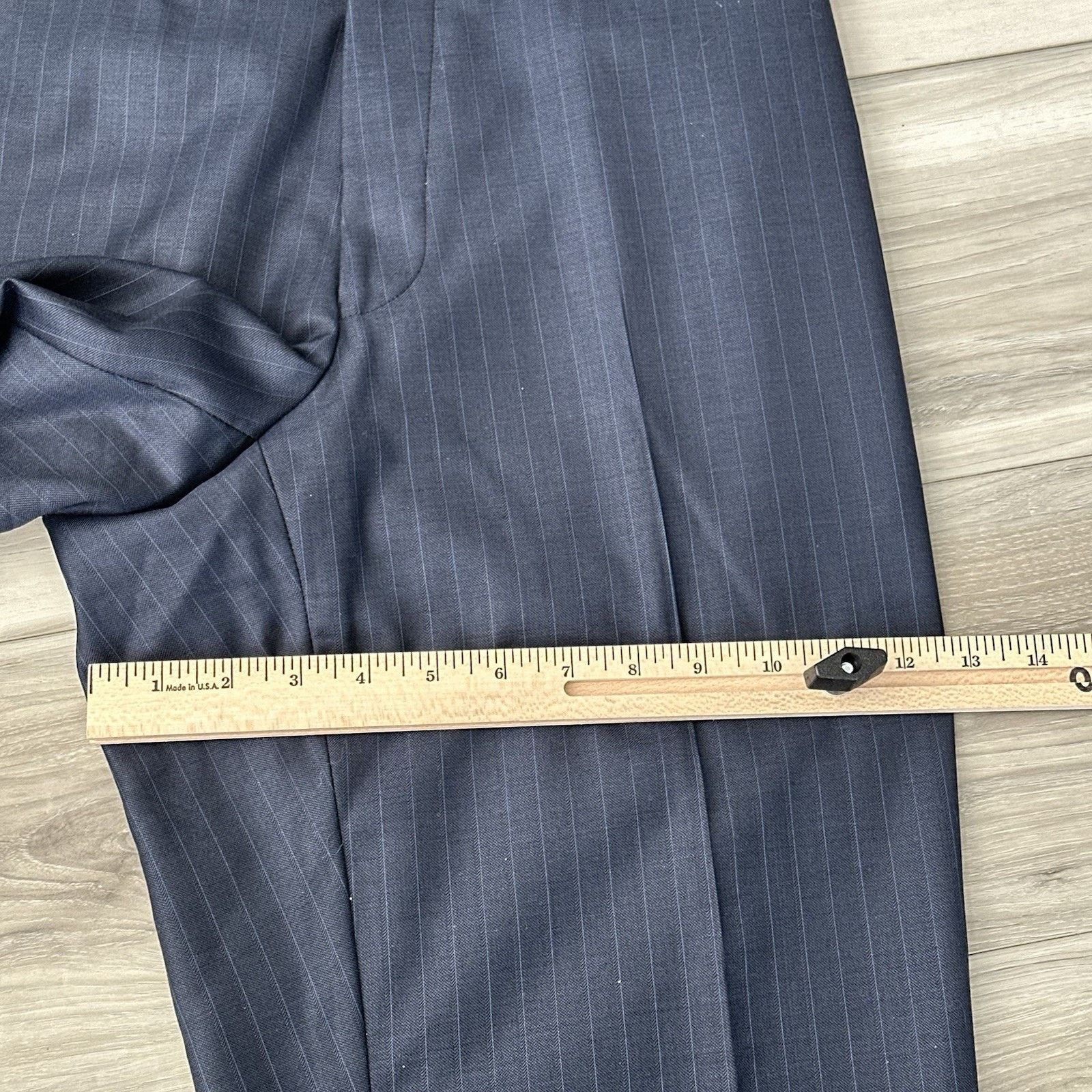 Daniel Cremieux Daniel Cremieux Loro Piana Super 130 Navy Pinstripe 42S Suit Size 42S - 11 Thumbnail