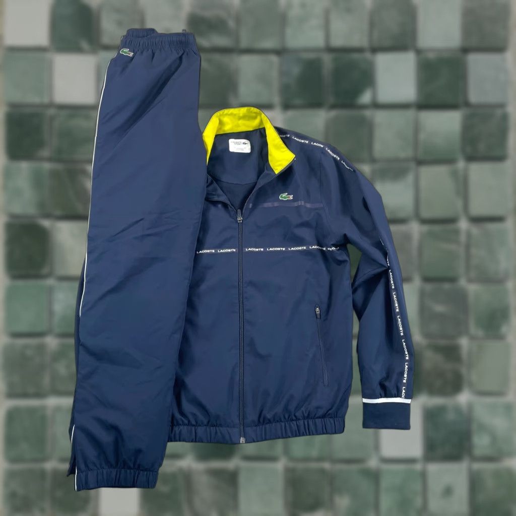 Lacoste Lacoste Tracksuit Mens Small Navy Blue 2 Piece Jacket Pants Zip Collared Logo Activewear Performance Size US 29 - 1 Thumbnail