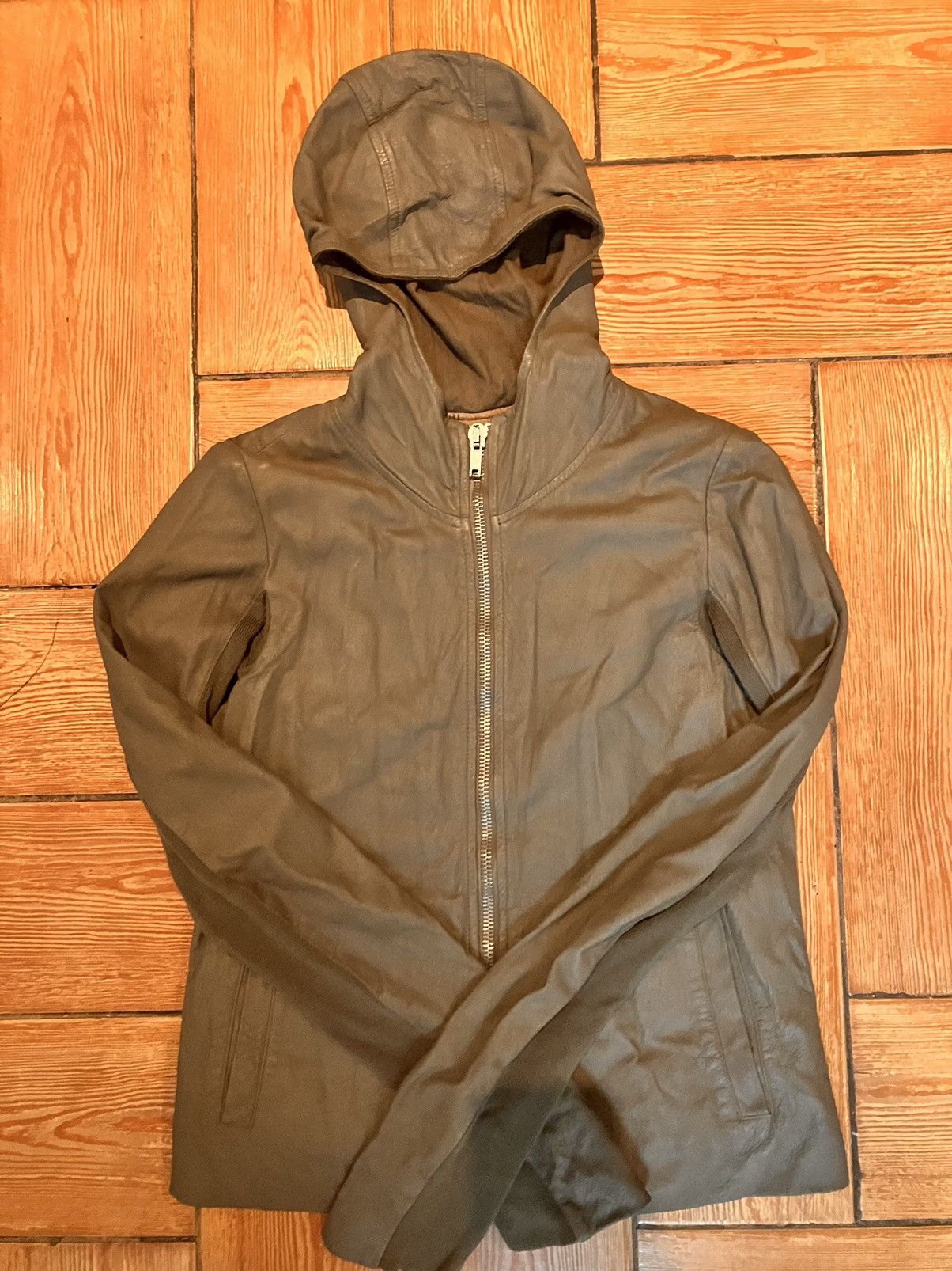 Rick Owens Dust leather Olmar+Mirta hoodie jacket Size US XS / EU 42 / 0 - 6 Thumbnail