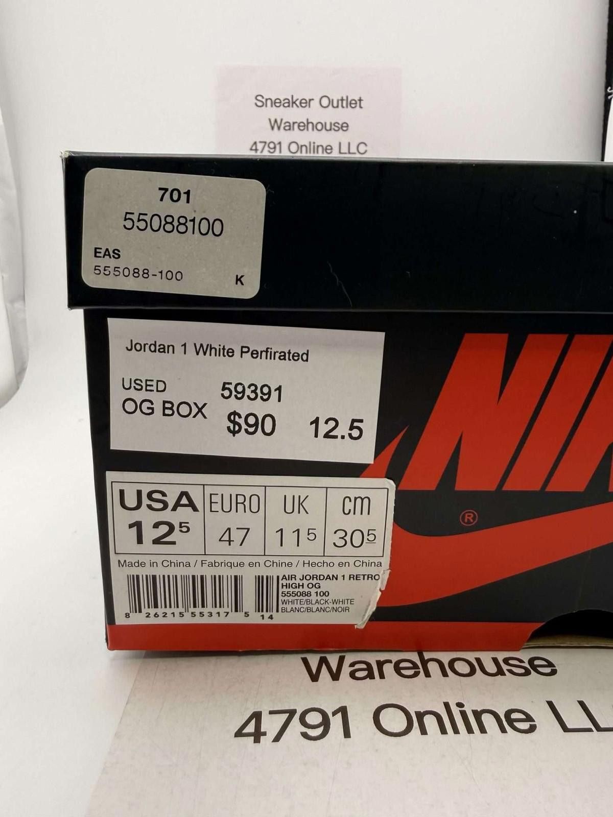 Nike Jordan 1 White Perforated US 12.5 Used OG Box Size US 12.5 / EU 45-46 - 8 Thumbnail