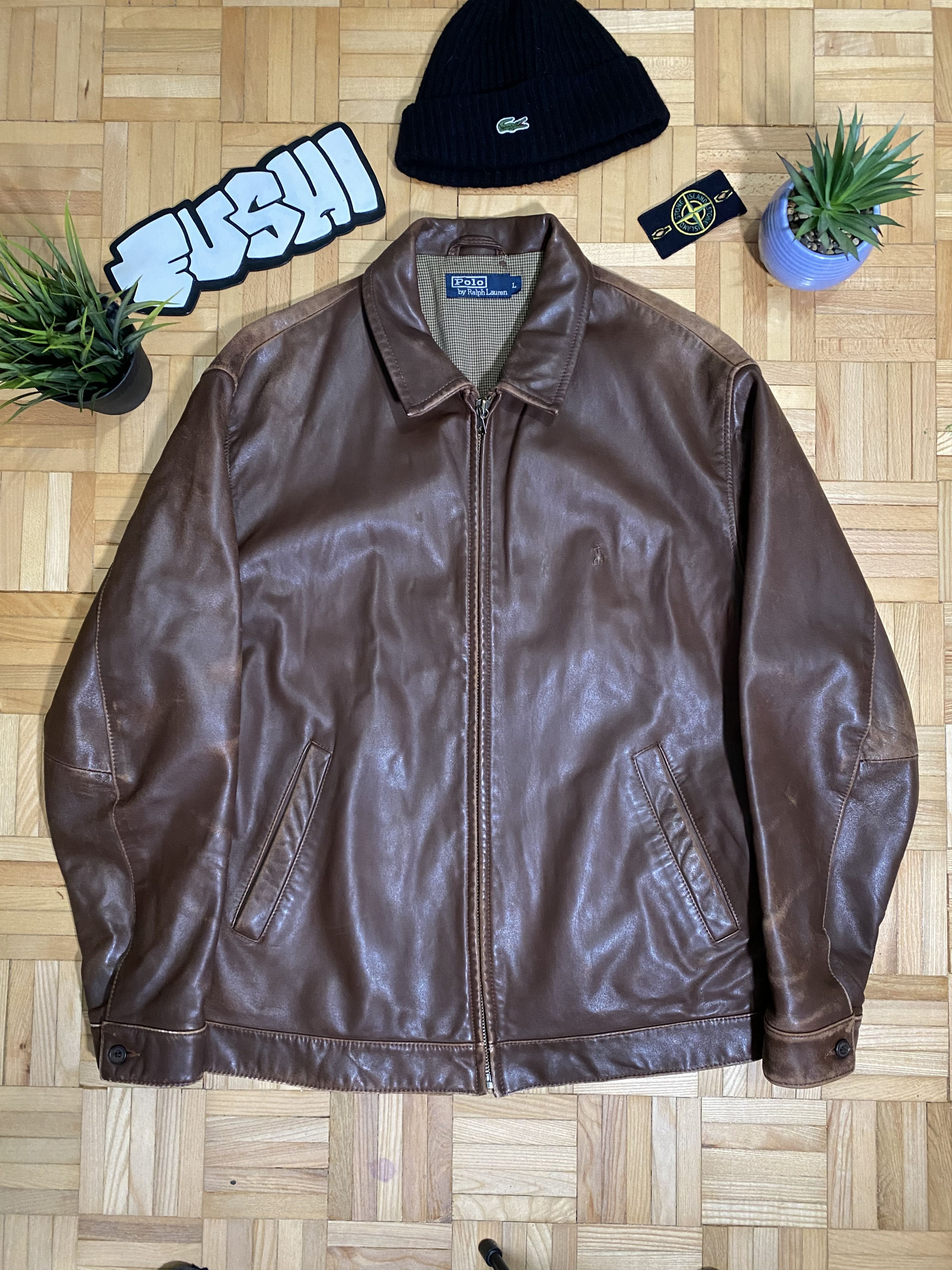 Popular Polo Ralph Lauren brown leather jacket L