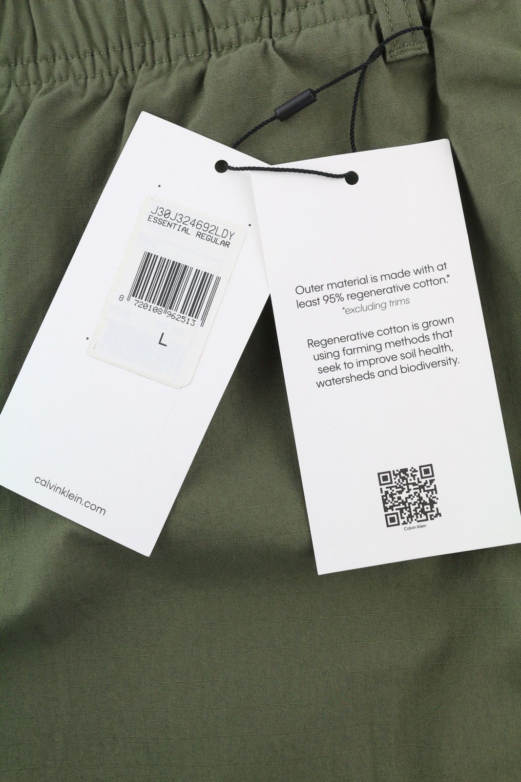 Calvin Klein ESSENTIAL REGULAR L Green Cargo Waist Logo Trousers 85163 Size US 36 / EU 52 - 7 Thumbnail