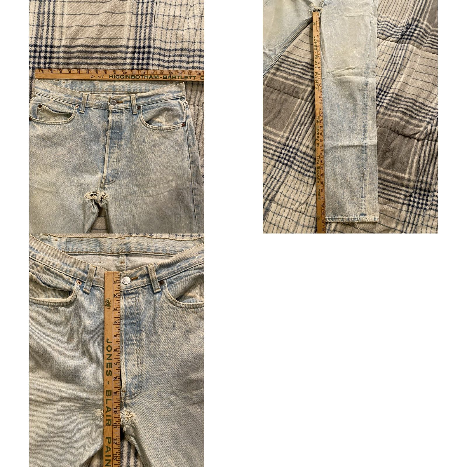 Levi's VINTAGE Levi’s 501 Jeans Button Fly Acid Wash 33x34 Made In USA Jeans Mens Size US 33 - 9 Thumbnail