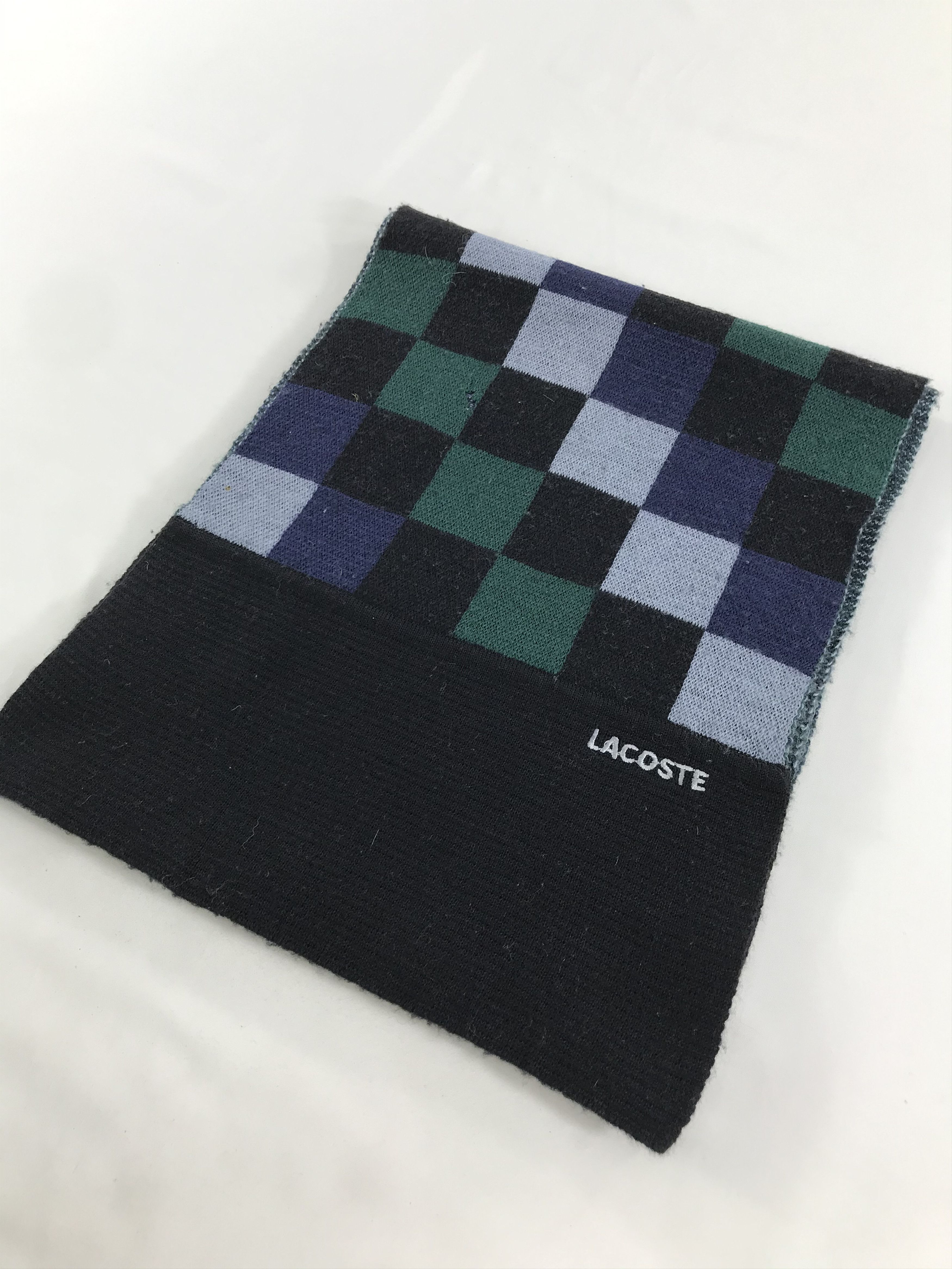 Lacoste Lacoste Checkered Wool Scarf Muffler V132 Size ONE SIZE - 3 Thumbnail