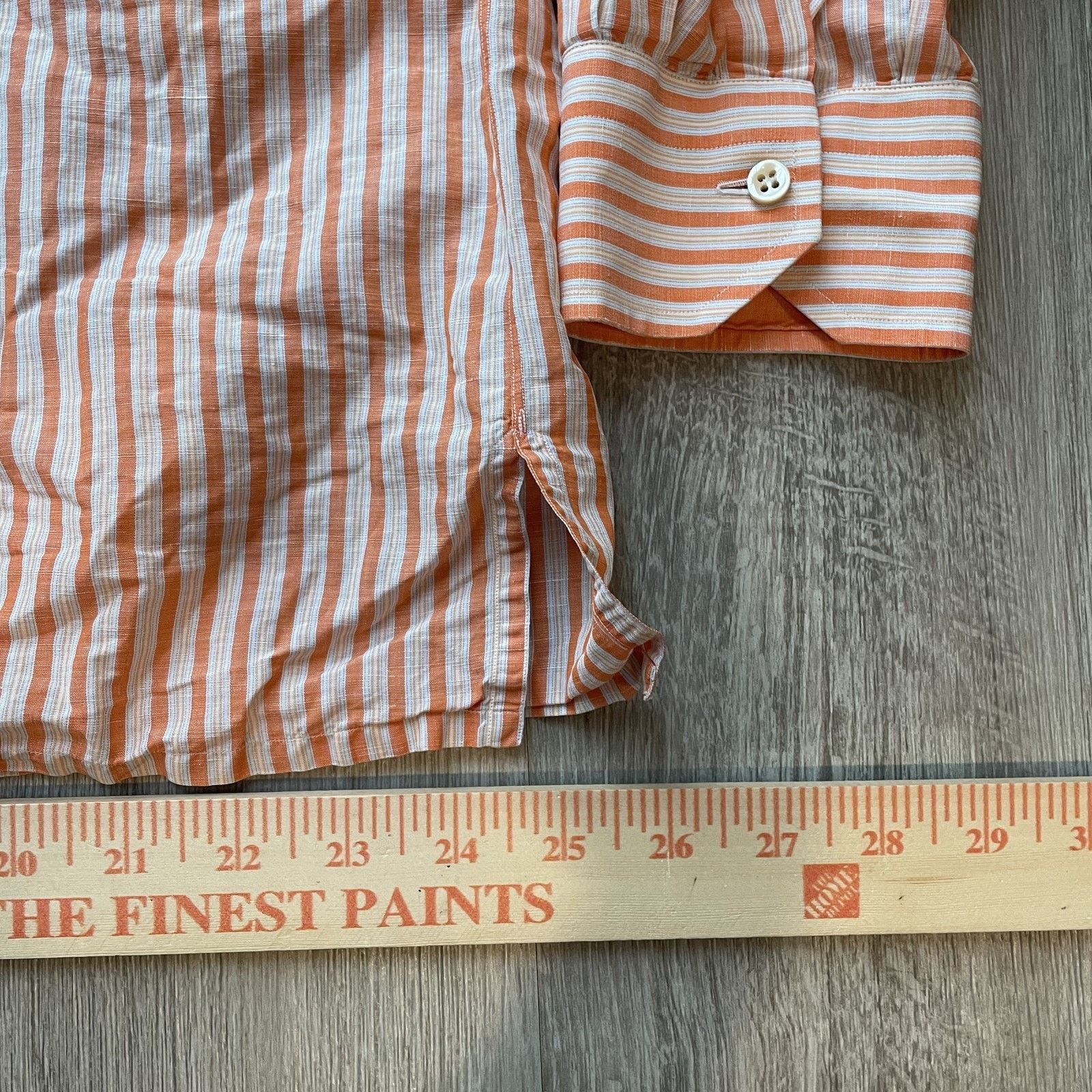 Maus & Hoffman Maus & Hoffman Men's XL Orange White Striped Linen Cotton Size US XL / EU 56 / 4 - 8 Thumbnail