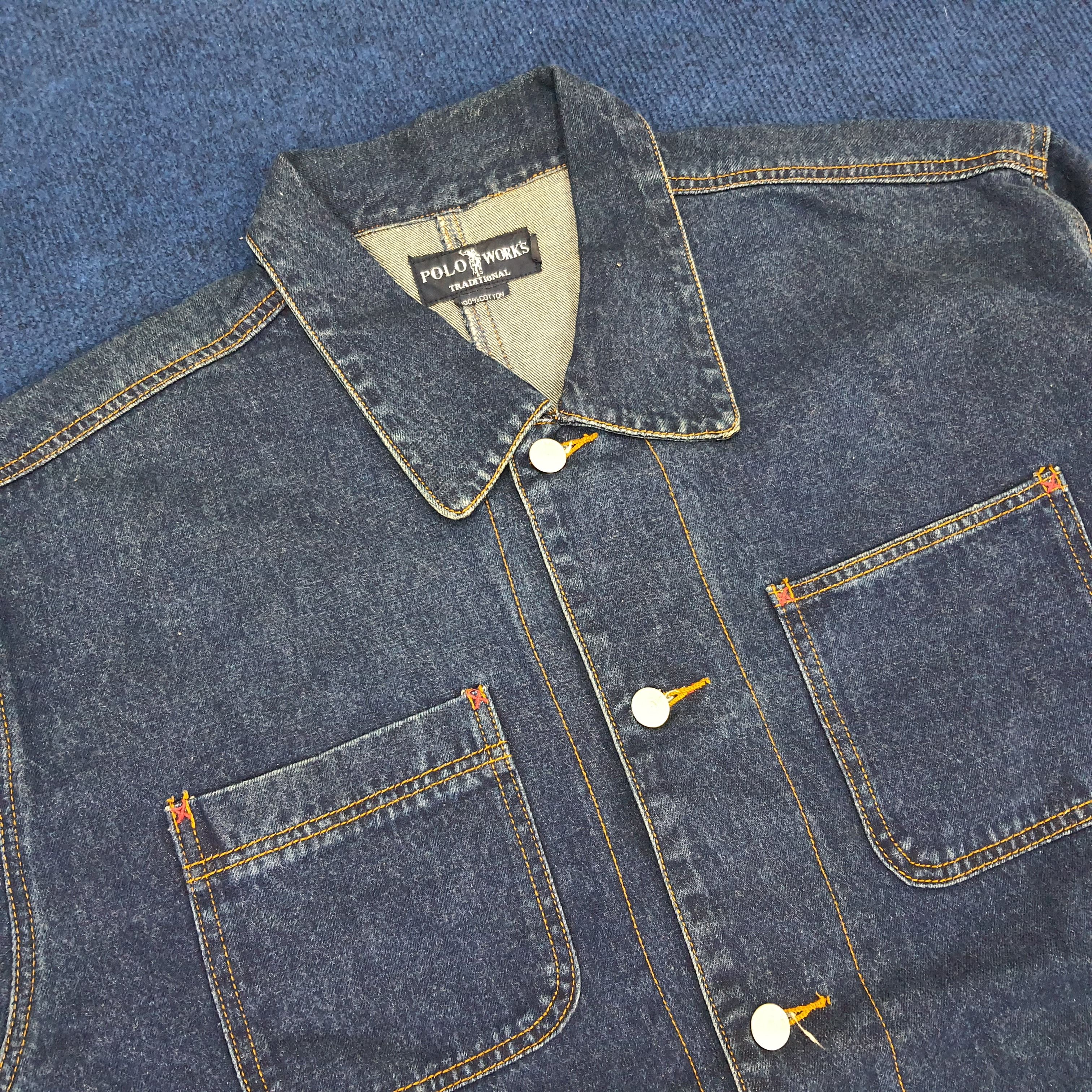 Vintage Vintage Polo Works Denim Jacket Size US L / EU 52-54 / 3 - 2 Thumbnail