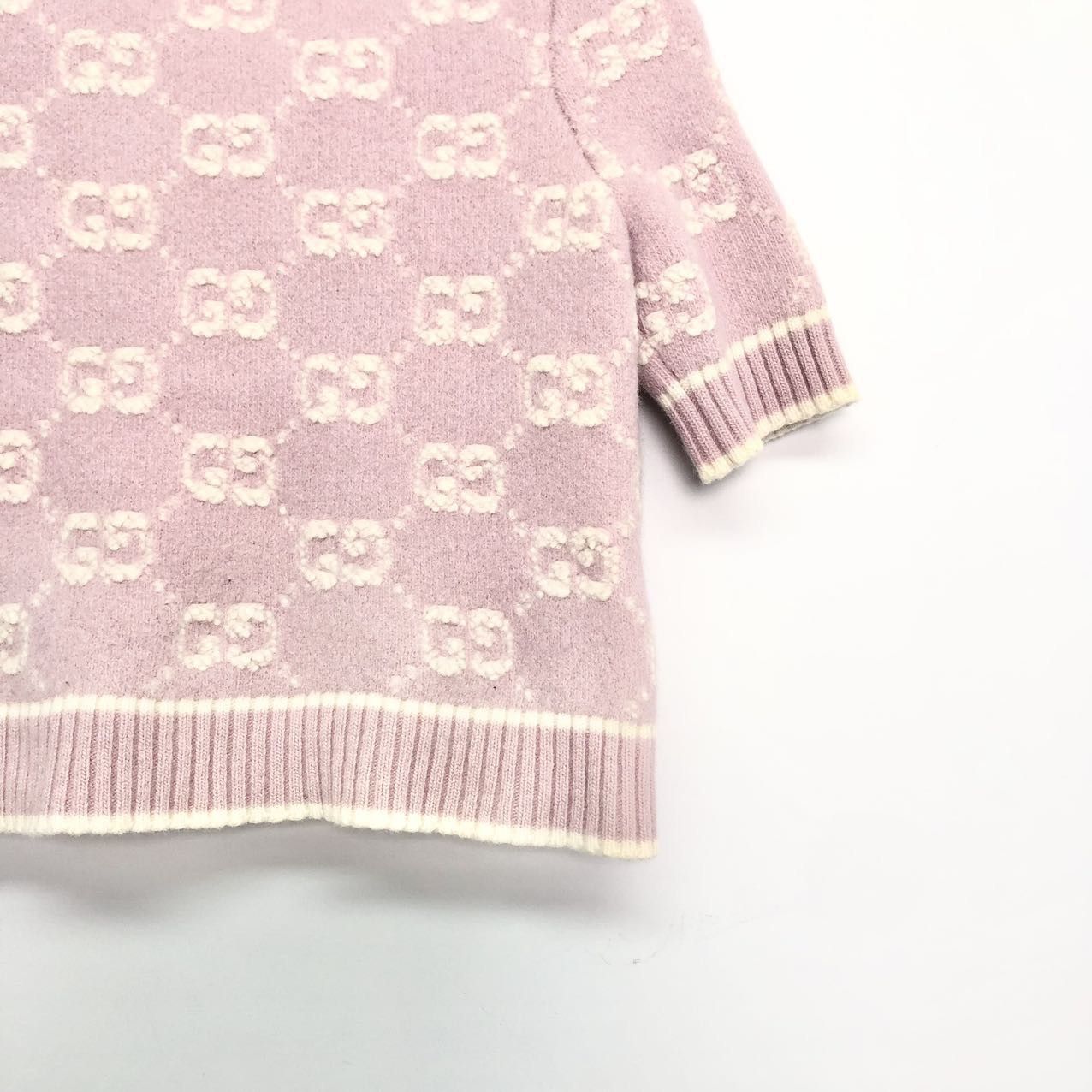 Gucci Gucci Pink Jacquard Wool Short Sleeve Sweater K26WX Size XS / US 0-2 / IT 36-38 - 4 Thumbnail