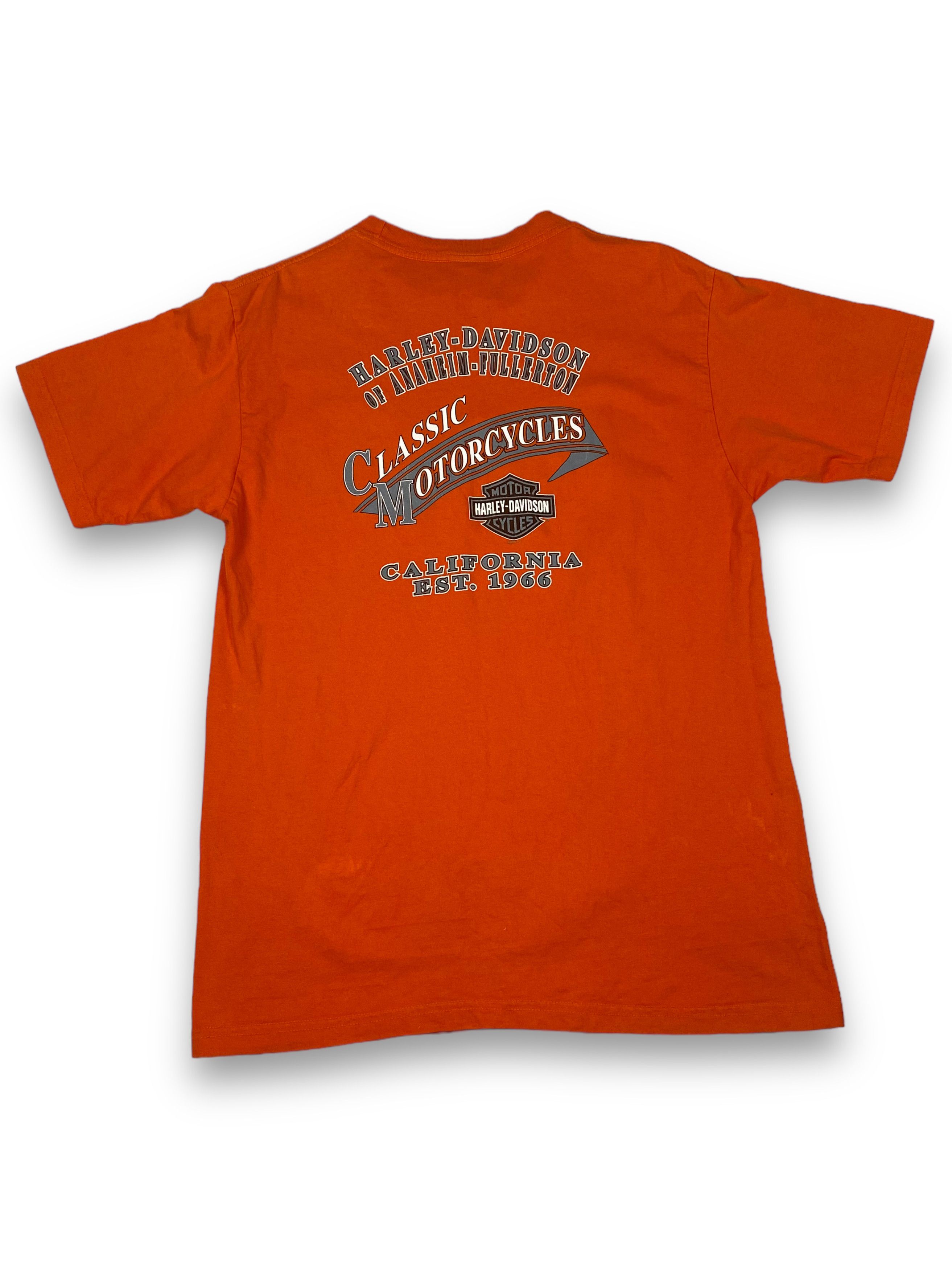Harley Davidson Vintage HARLEY DAVIDSON US Made Big Logo Orange T-Shirt M745 Size US L / EU 52-54 / 3 - 7 Thumbnail