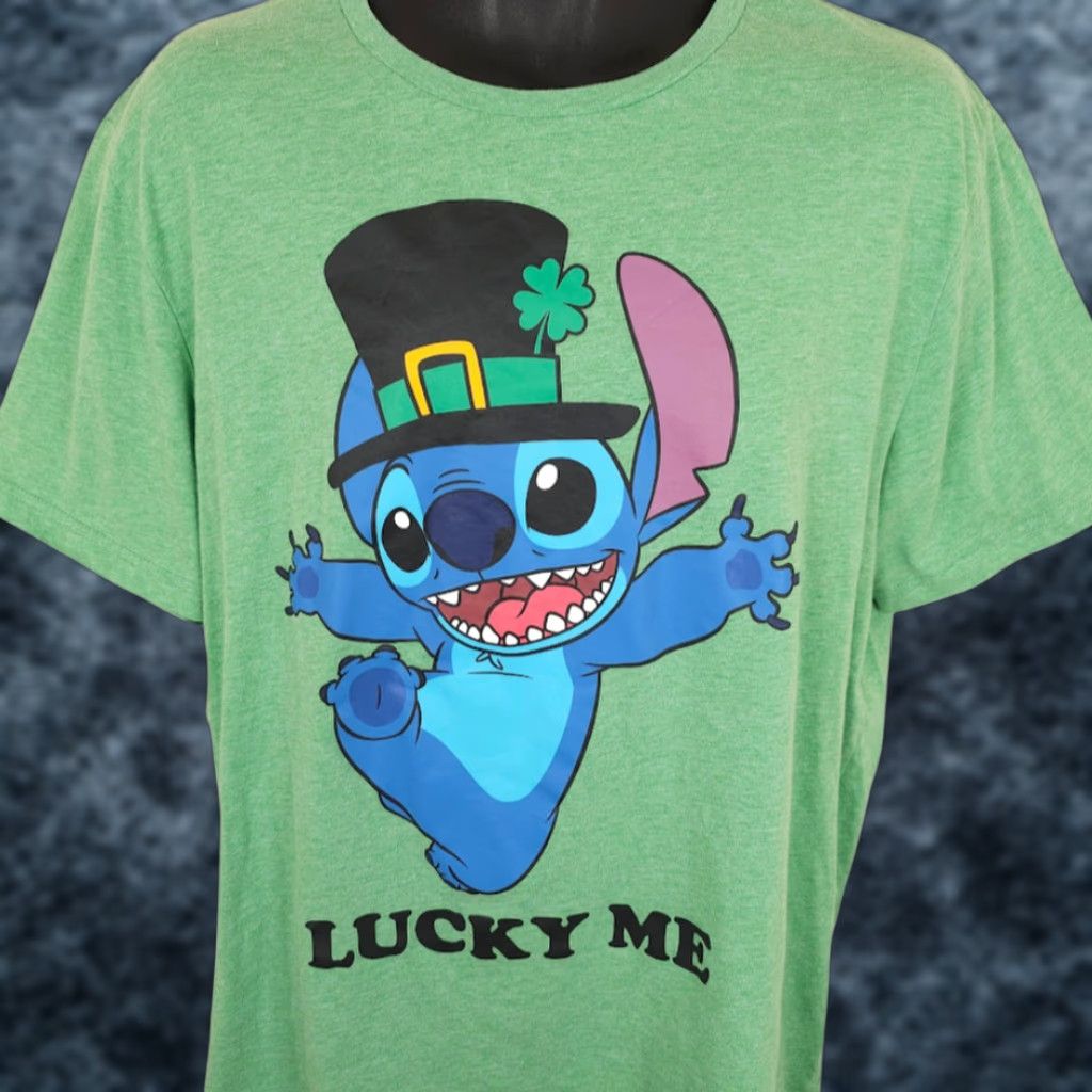 Disney Lilo & Stitch T Shirt Mens XL Green St Patricks Day Lucky Me Disney Shirt Mens XL Green St Patrick's Day Disney Size US XL / EU 56 / 4 - 1 Thumbnail