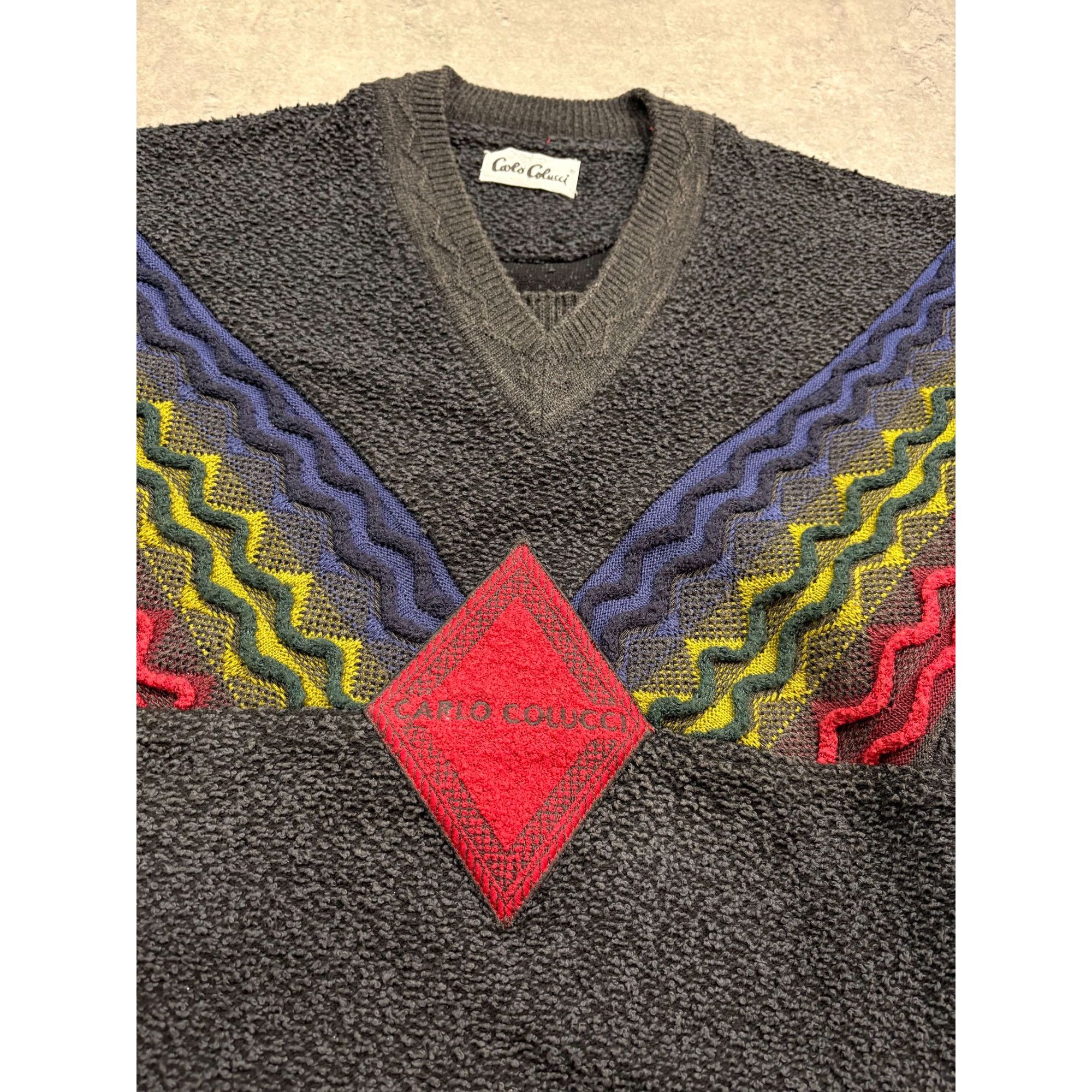 Carlo Colucci Vintage Carlo Colucci Sweater W/ Vibrant Knit Pattern & V-Ne Size US L / EU 52-54 / 3 - 4 Thumbnail