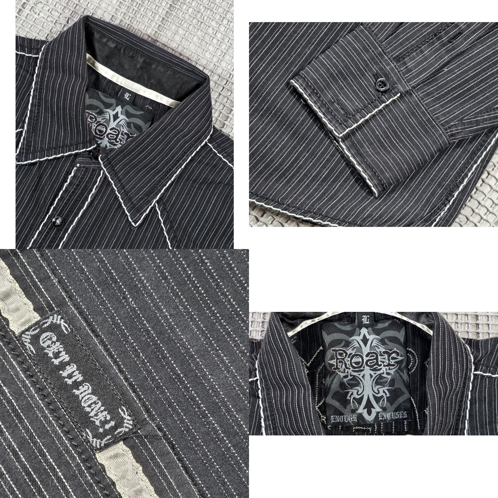 Roar Roar Buckle Shirt Men L Black Striped Button Long Sleeve Big Backside Logo Size US L / EU 52-54 / 3 - 8 Thumbnail