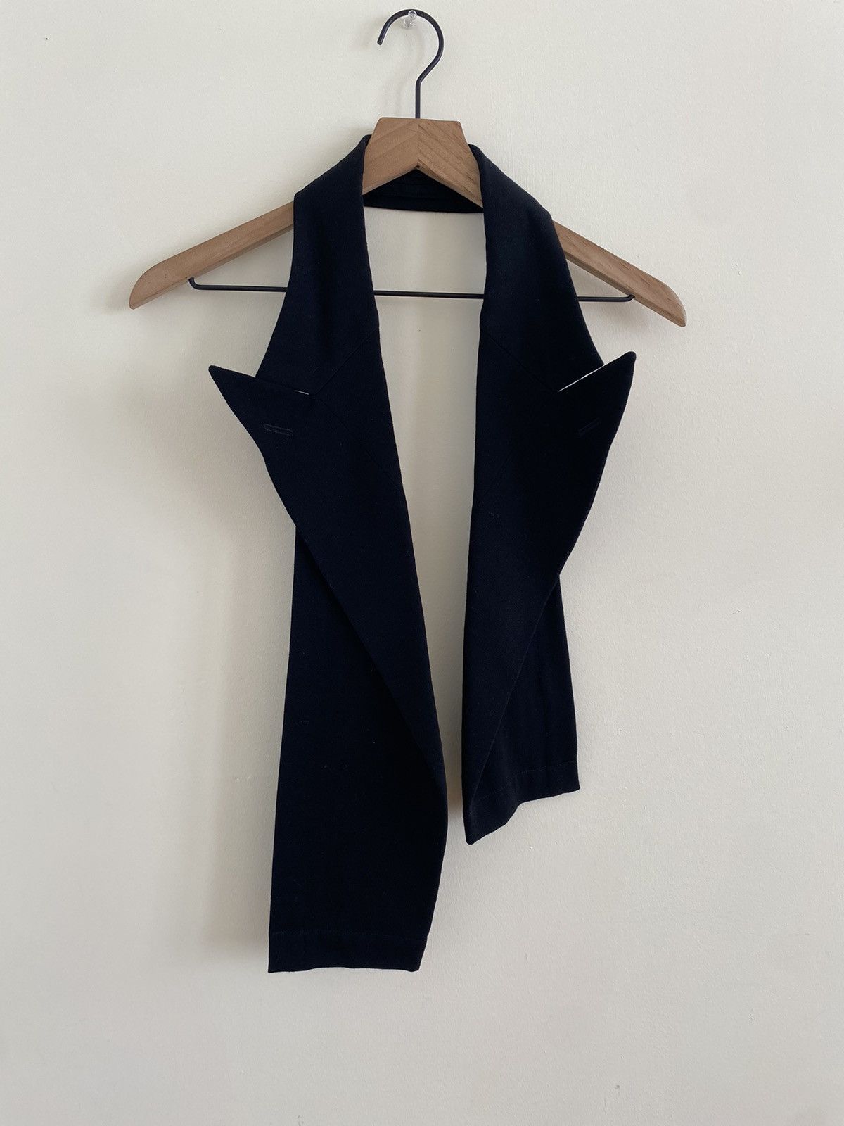 image of Comme Des Garcons Lapel Open Asymmetric Vest in Black, Women's