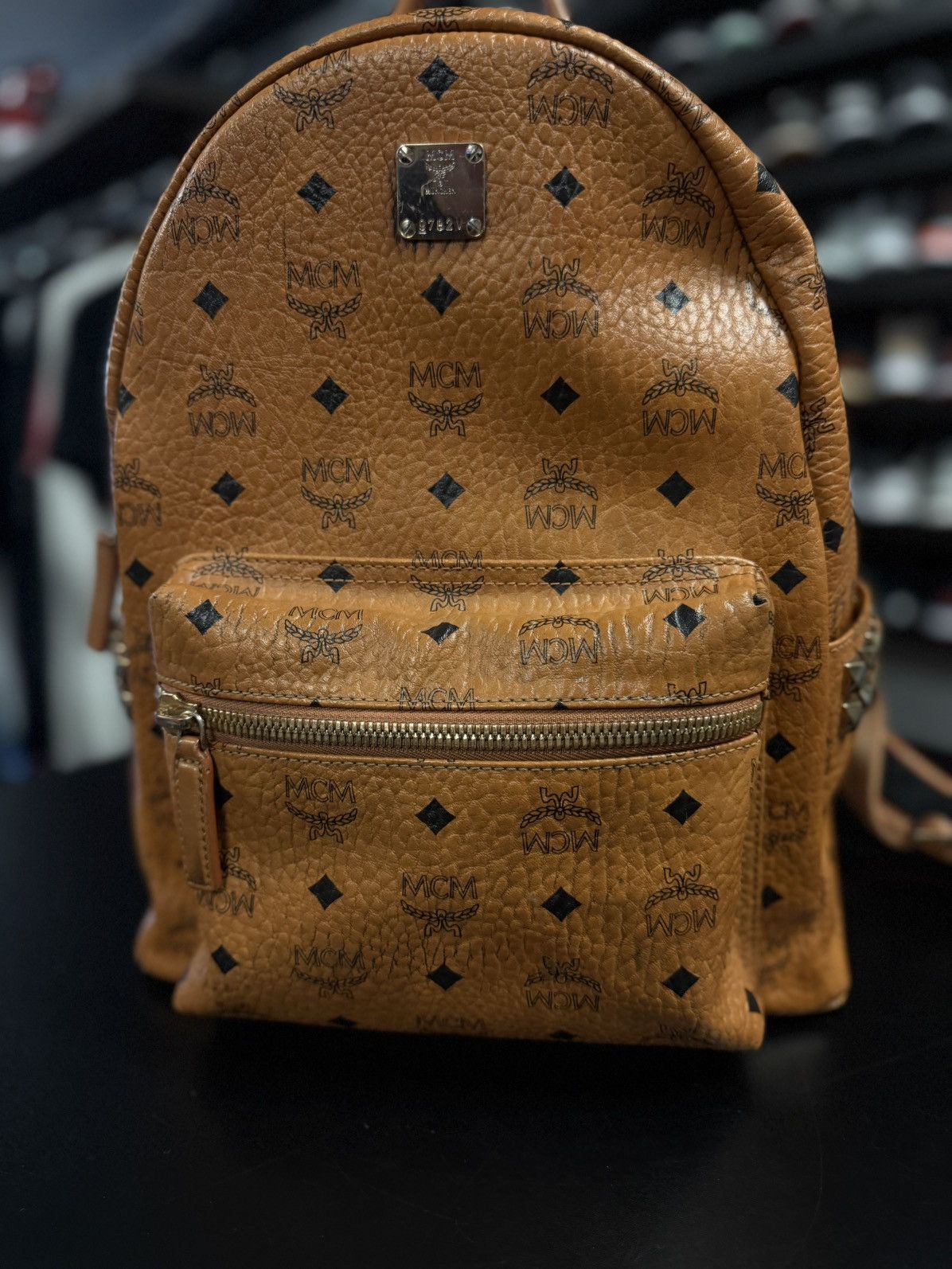 MCM MCM Classic Logo Brown Studs Medium Backpack 🧼 Size ONE SIZE - 11 Thumbnail