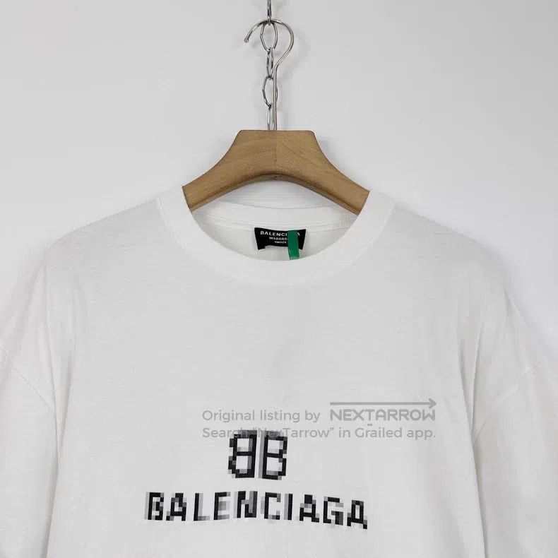 Balenciaga Balenciaga White Mosaic Logo Short Sleeve T-Shirt Size US S / EU 44-46 / 1 - 3 Thumbnail