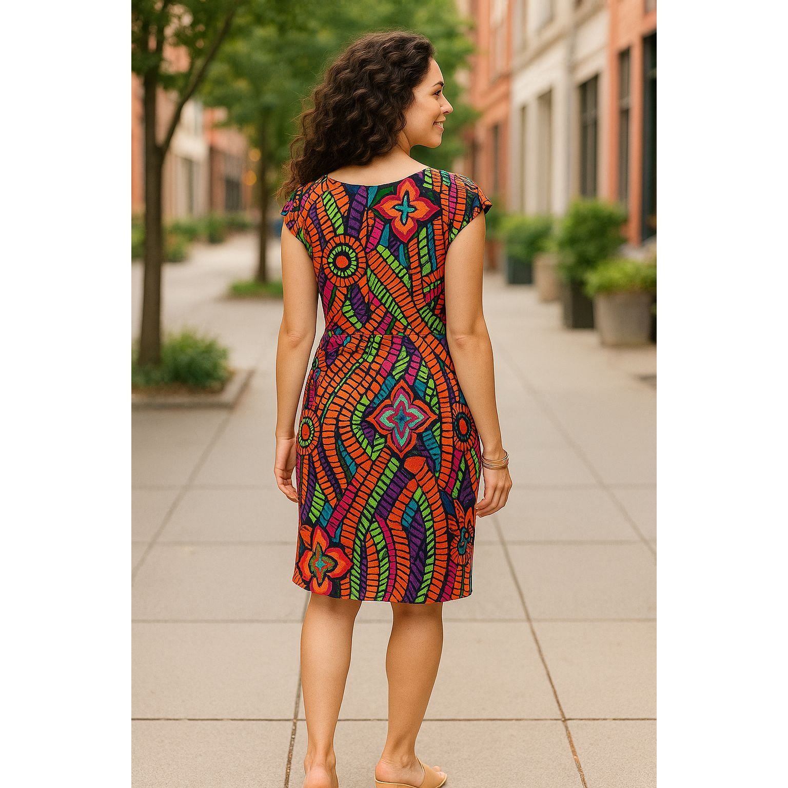Other AGB Dress Multicolor Geometric Tribal Print Sheath Dress Siz Size M / US 6-8 / IT 42-44 - 5 Thumbnail
