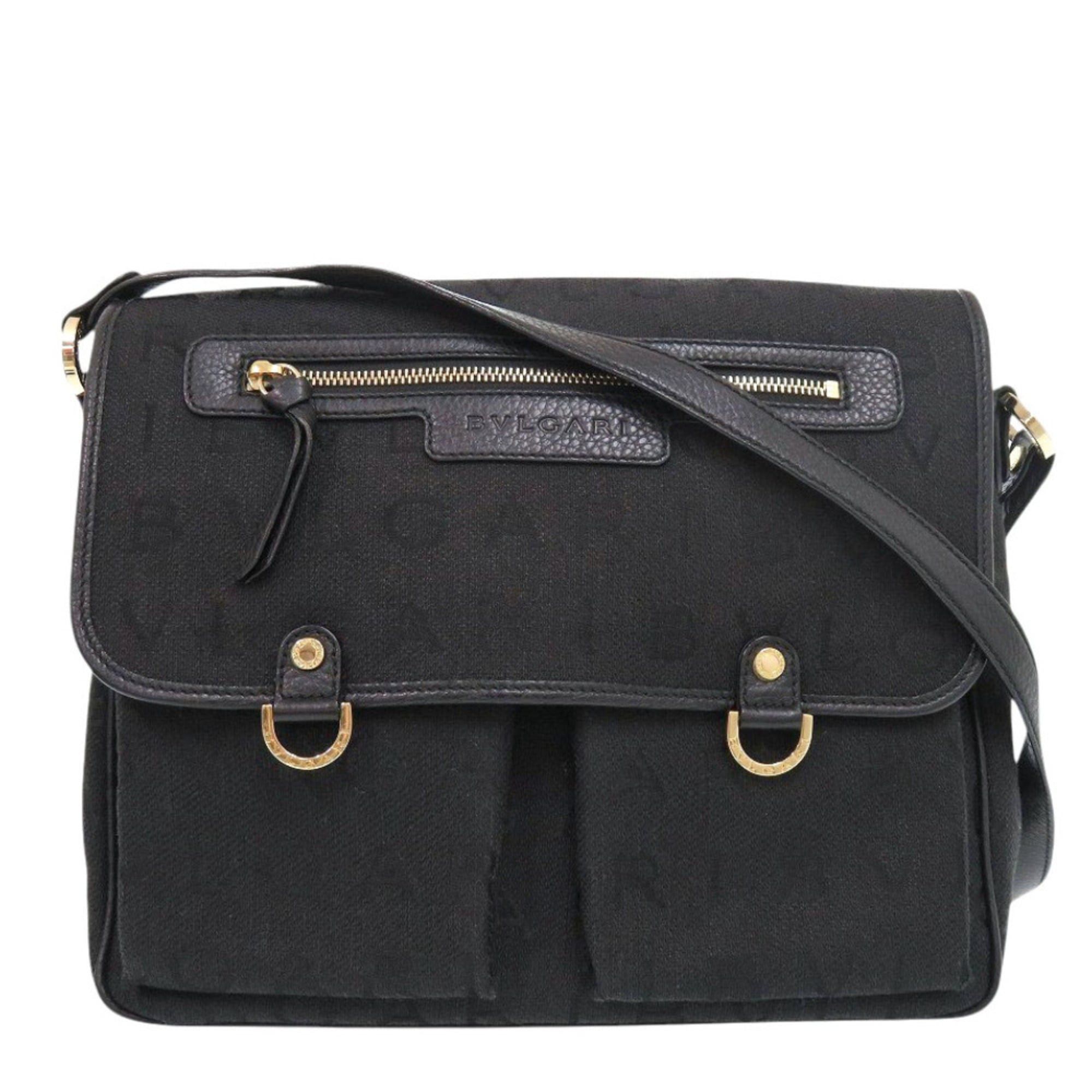Bvlgari Excellent condition Bulgari Logomania canvas black shoulder bag 0569BVLGARI Size ONE SIZE - 1 Thumbnail