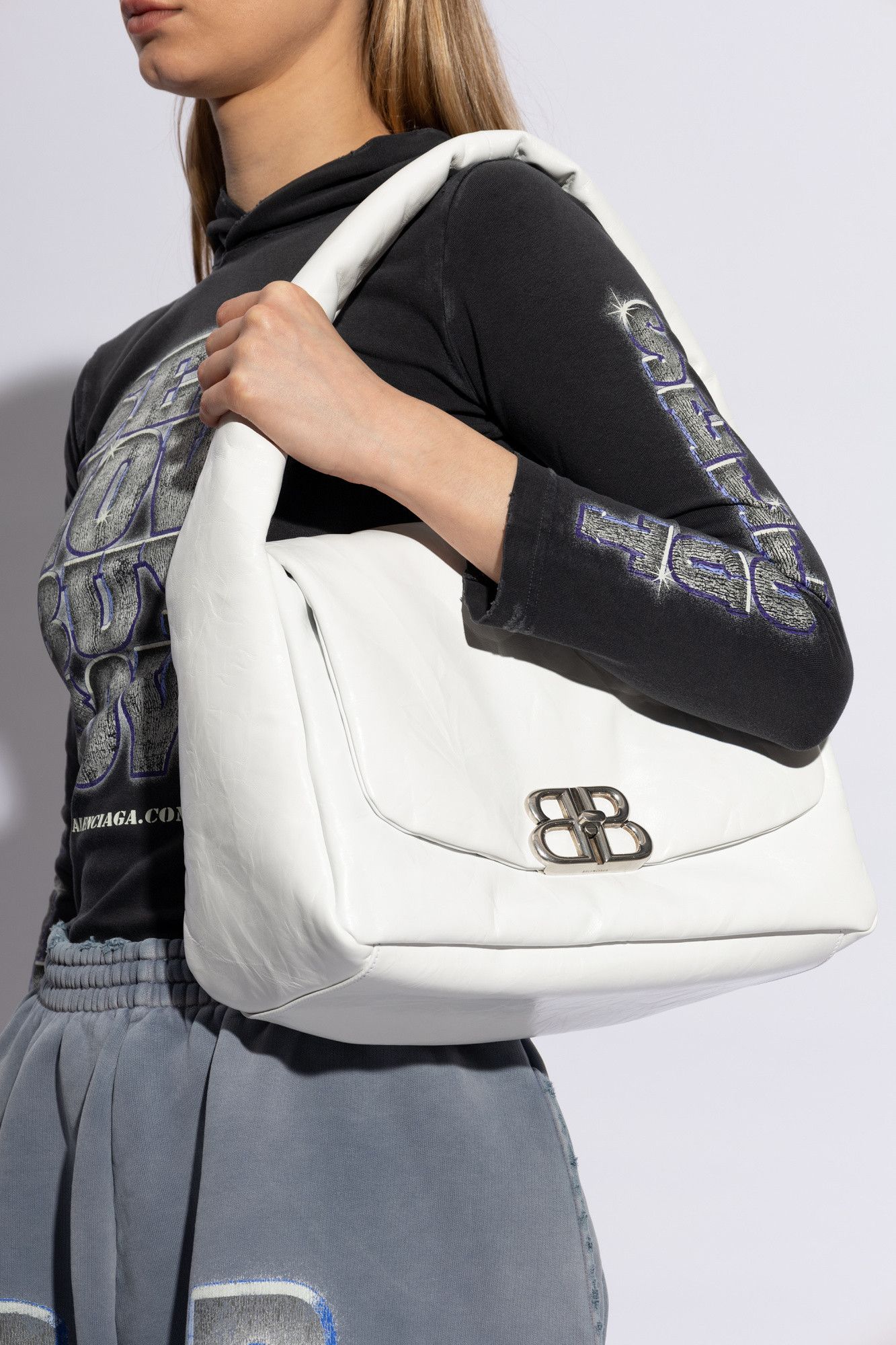 Balenciaga o1mt1gz0325 Size: OS / Monaco Medium Sling Bag in White Size ONE SIZE - 2 Thumbnail
