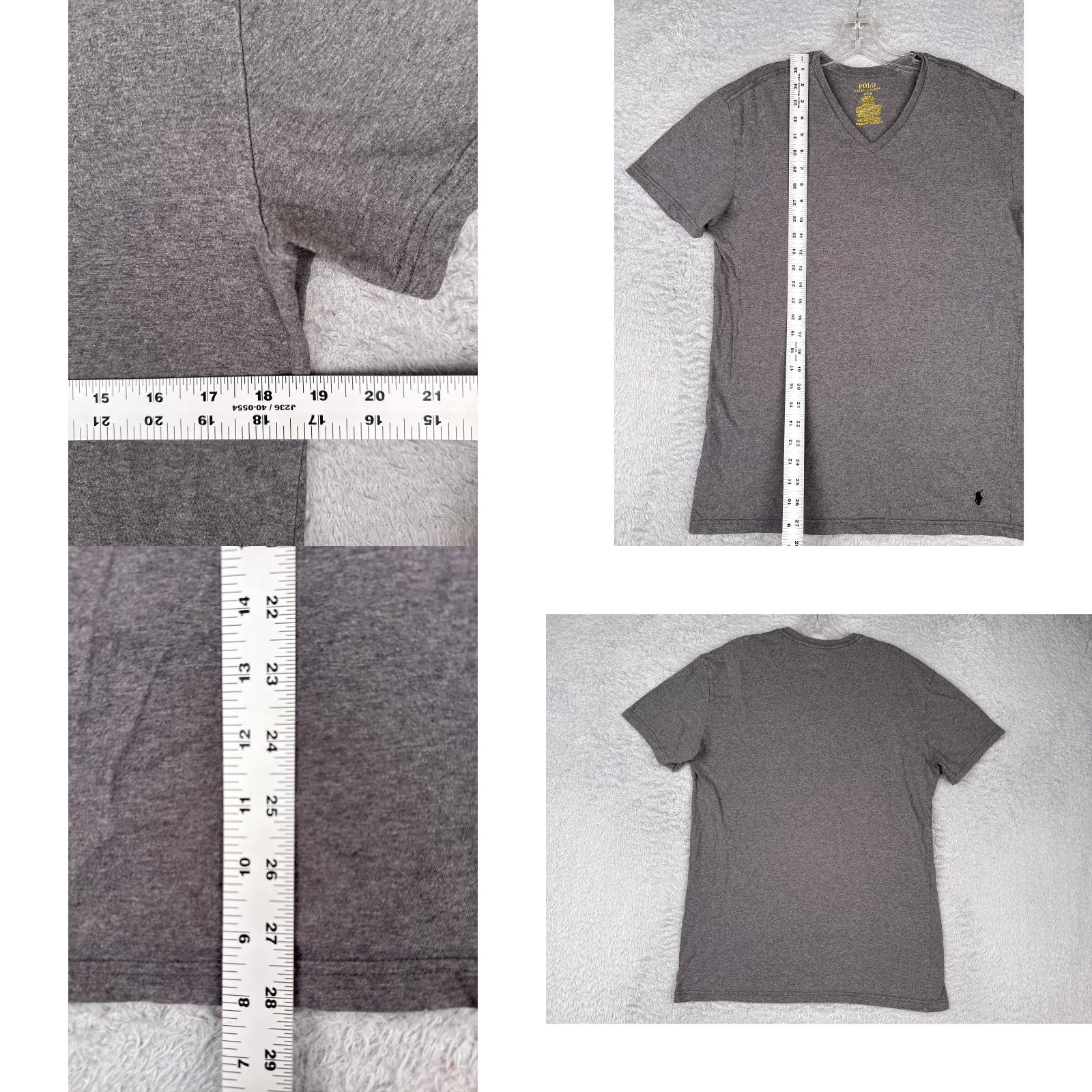Ralph Lauren Polo Ralph Lauren Shirt Men Large Gray Short Sleeve V-Neck 100% Cotton Slim Fit Size US L / EU 52-54 / 3 - 8 Thumbnail