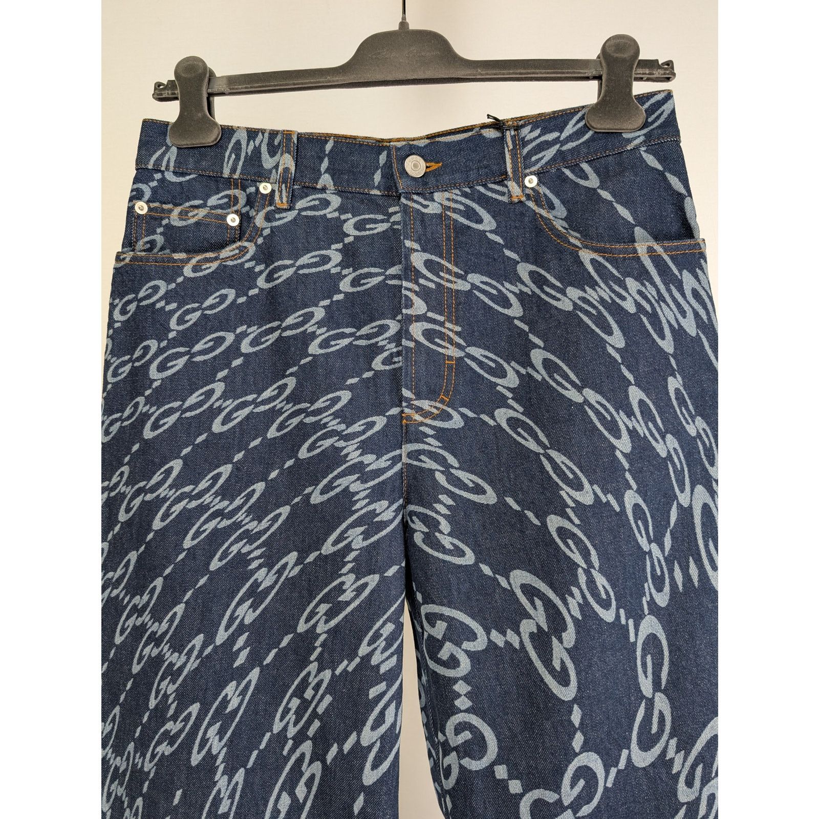 Gucci o1rshd1 ECO Org GG Distorted Laser Pant in Dark Blue Size US 32 / EU 48 - 5 Thumbnail