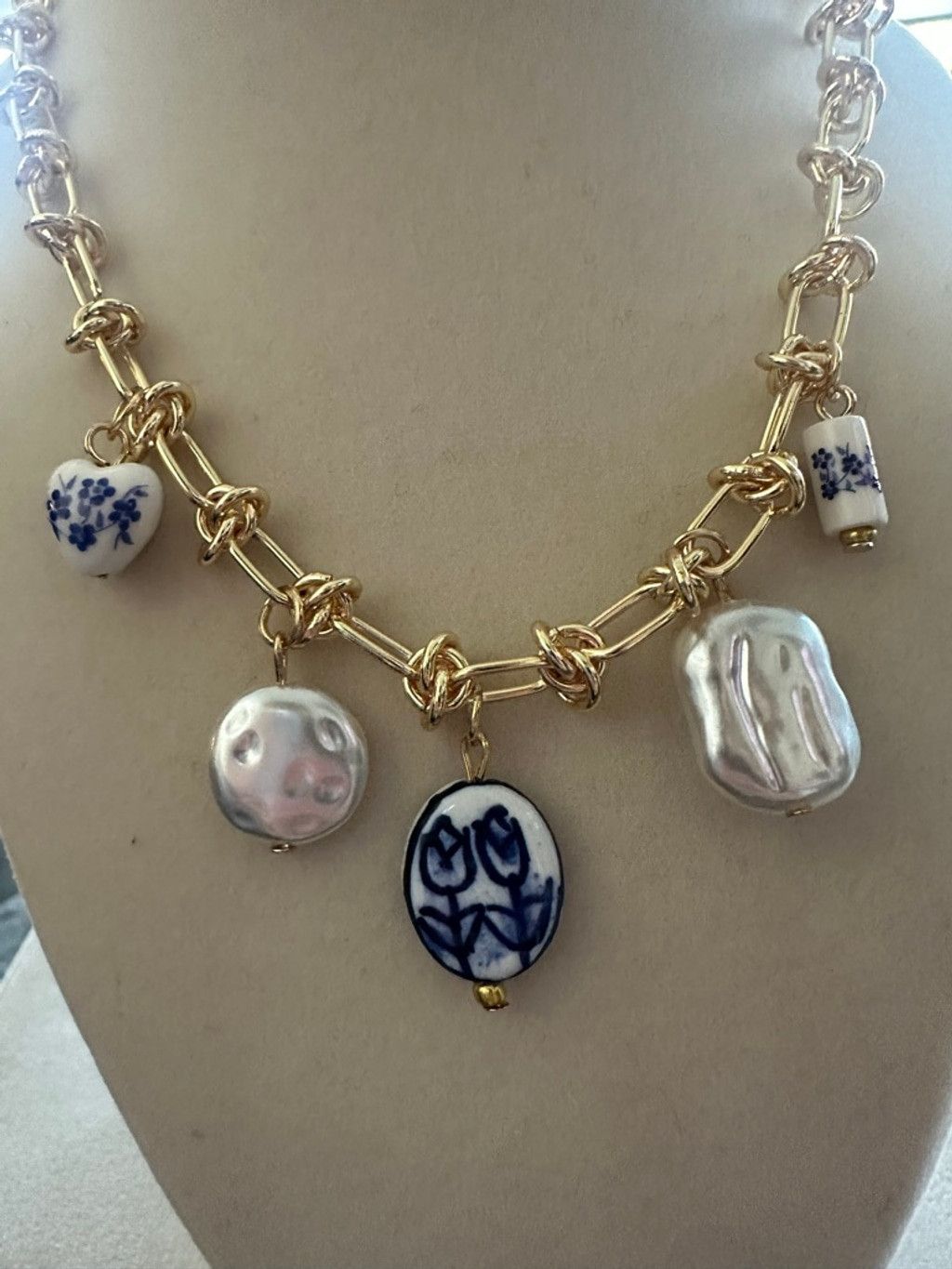 Other 29-Blue Stone Faux Pearl Charm Necklace Size ONE SIZE - 3 Thumbnail