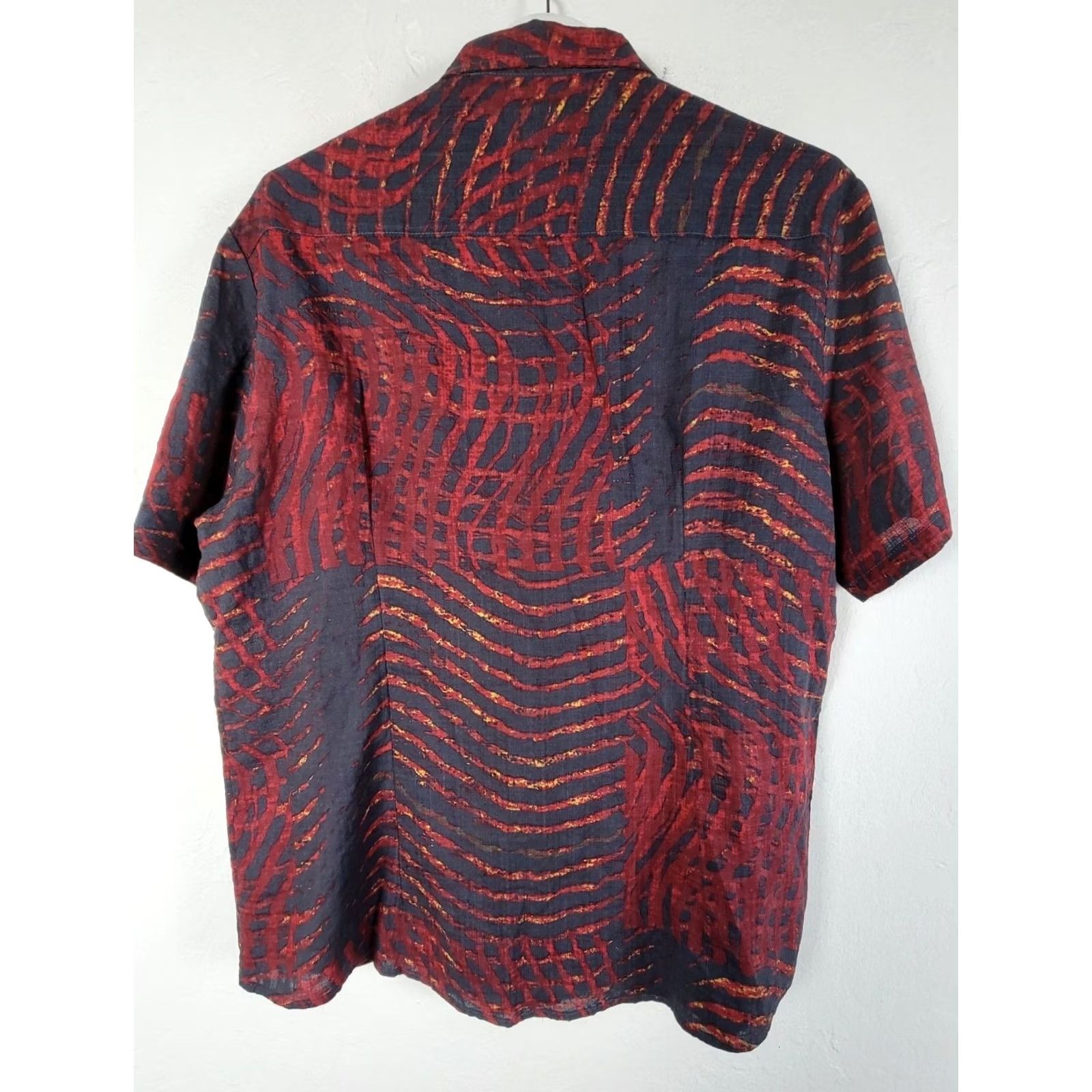 George Georg Roth Men Red Navy Abstract Print Short Sleeve Button-Up Shirt Large Casual Shirt Size US L / EU 52-54 / 3 - 2 Thumbnail