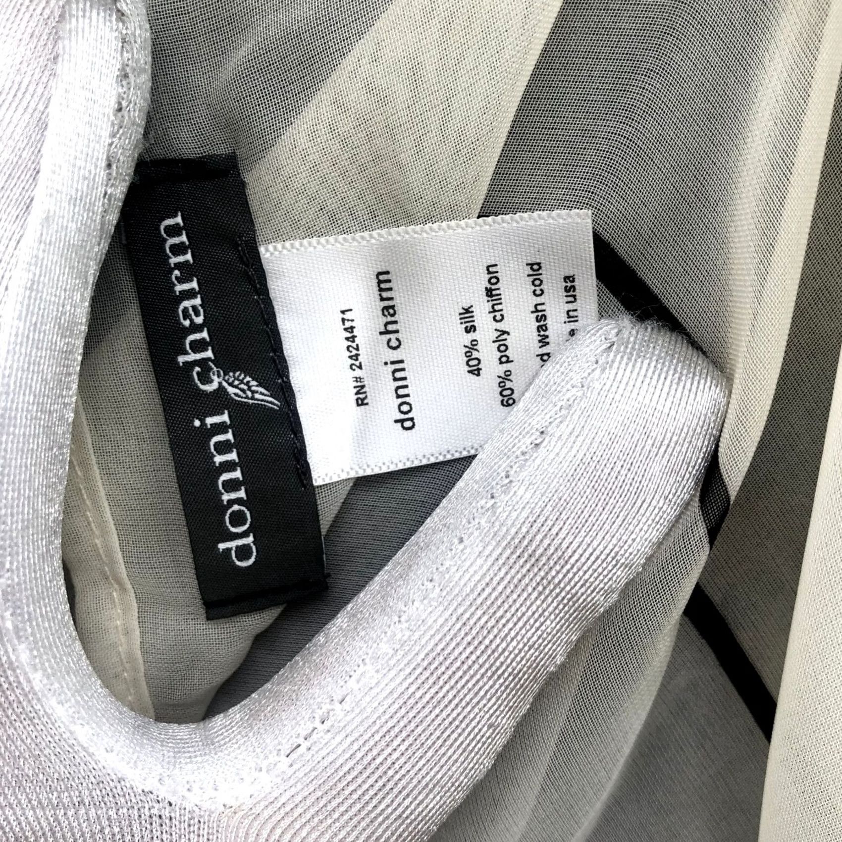 Vintage Donni Charm Silk Blend Scarf Womens Shawl Ivory White Black Feather Print Bohemian Rectangle Scarf Womens One Size Size ONE SIZE - 6 Thumbnail