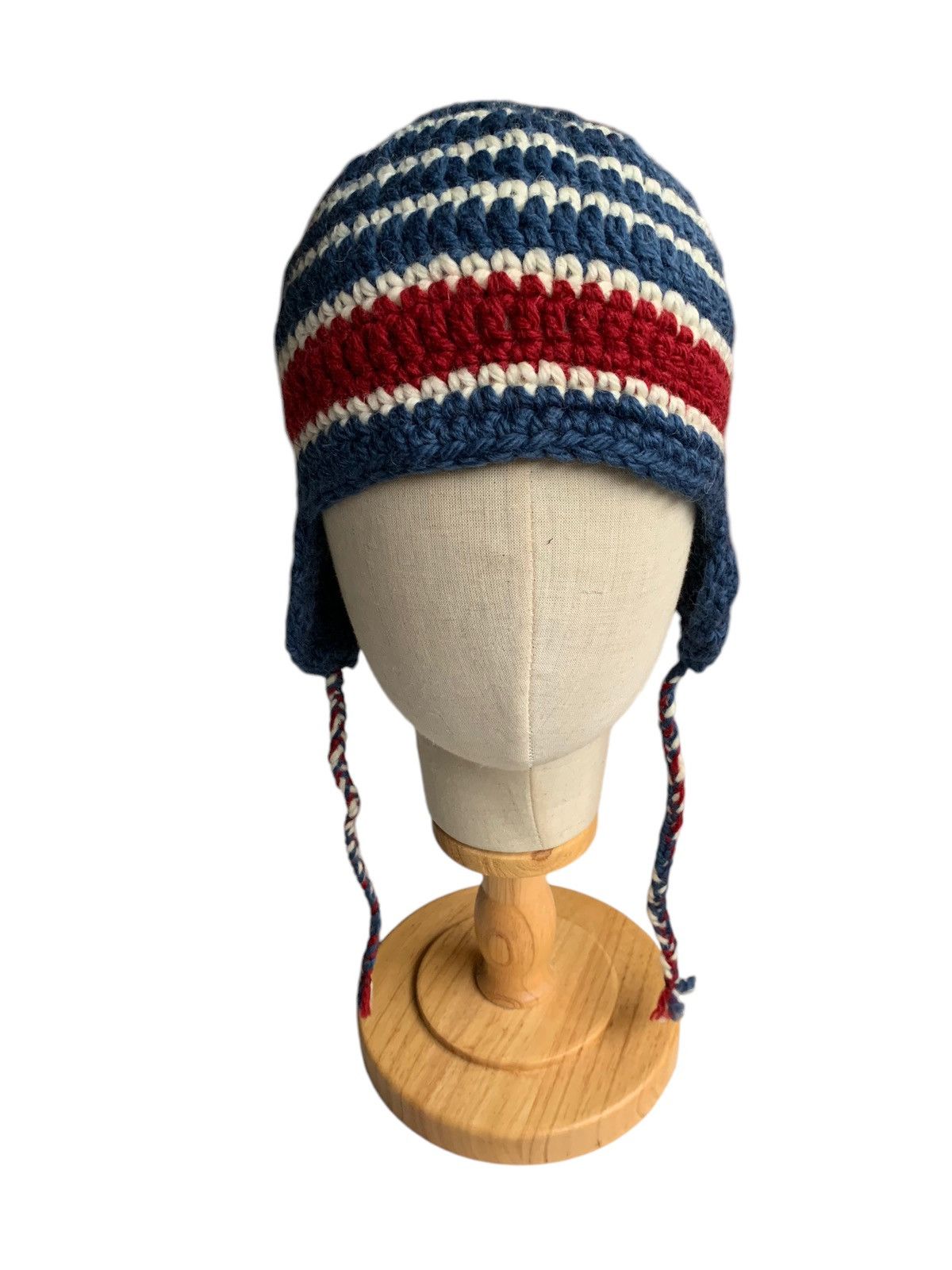 Japanese Brand × Kapital × Vintage Knitted crochet Earflap Rare Design Beanie Hats Size ONE SIZE - 5 Thumbnail