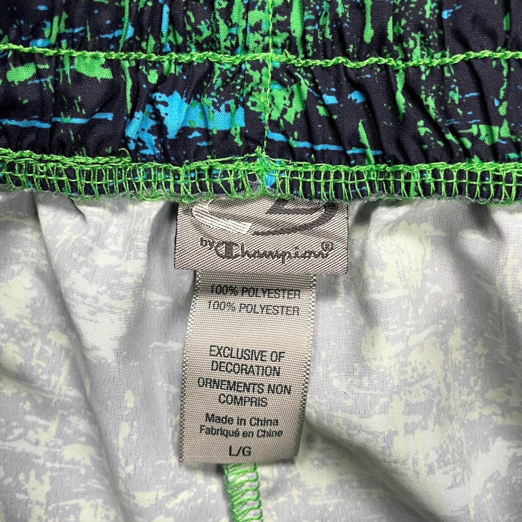 Champion Champion Active Shorts Womens L Green Blue Elastic Waist Pockets 30x3 Shorx? Size 36" / US 14 / IT 50 - 5 Thumbnail