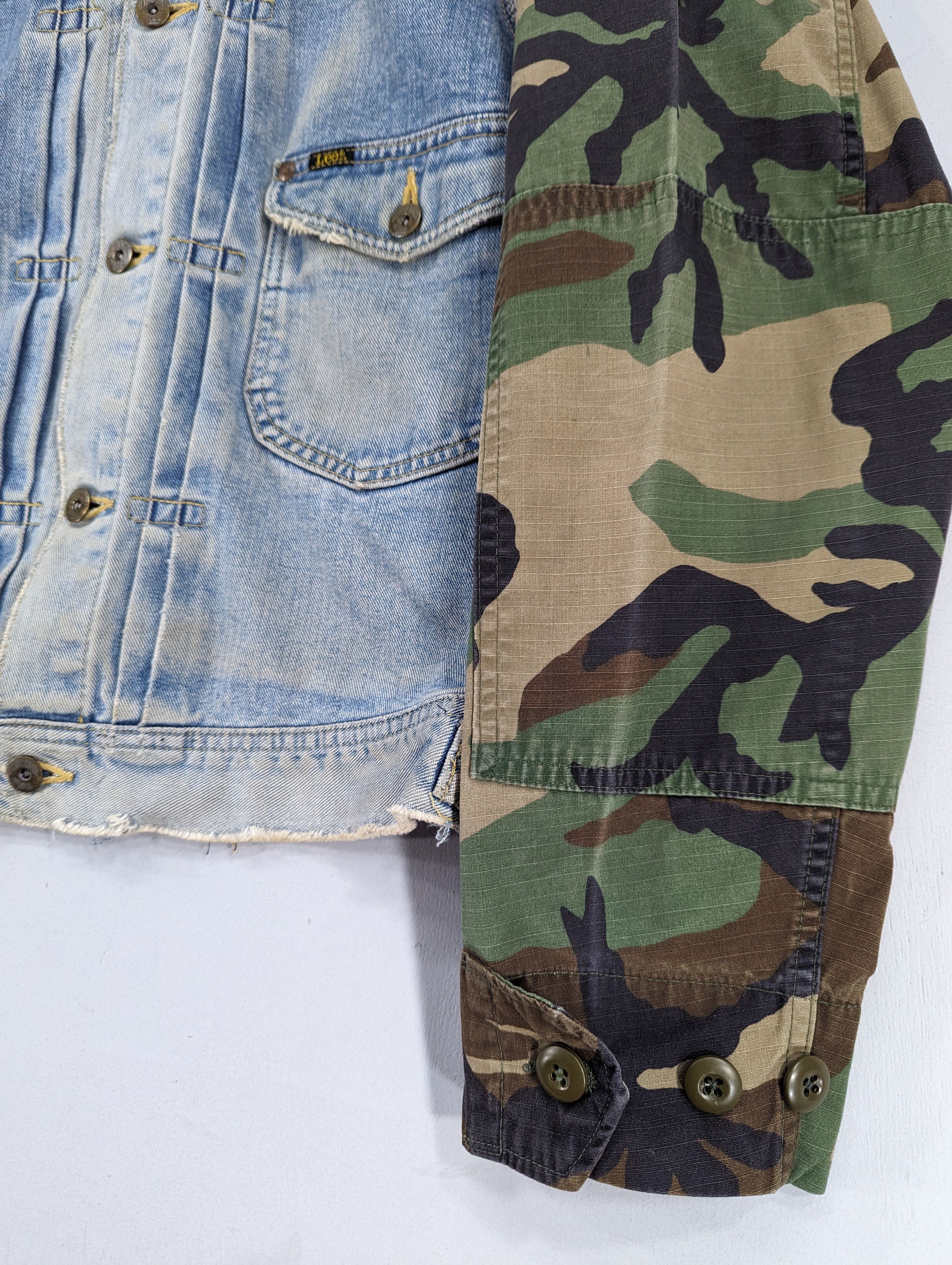 Lee 🔥1 Of 1 Custom Lee X Army Sleeve Denim Jacket Distressed Size US M / EU 48-50 / 2 - 4 Thumbnail