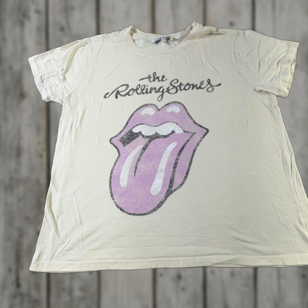 Elizabeth and James Elizabeth And James Rolling Stones Graphic Tee Womens XL Beige Rock Band Shirt Size XL / US 12-14 / IT 48-50 - 1 Thumbnail