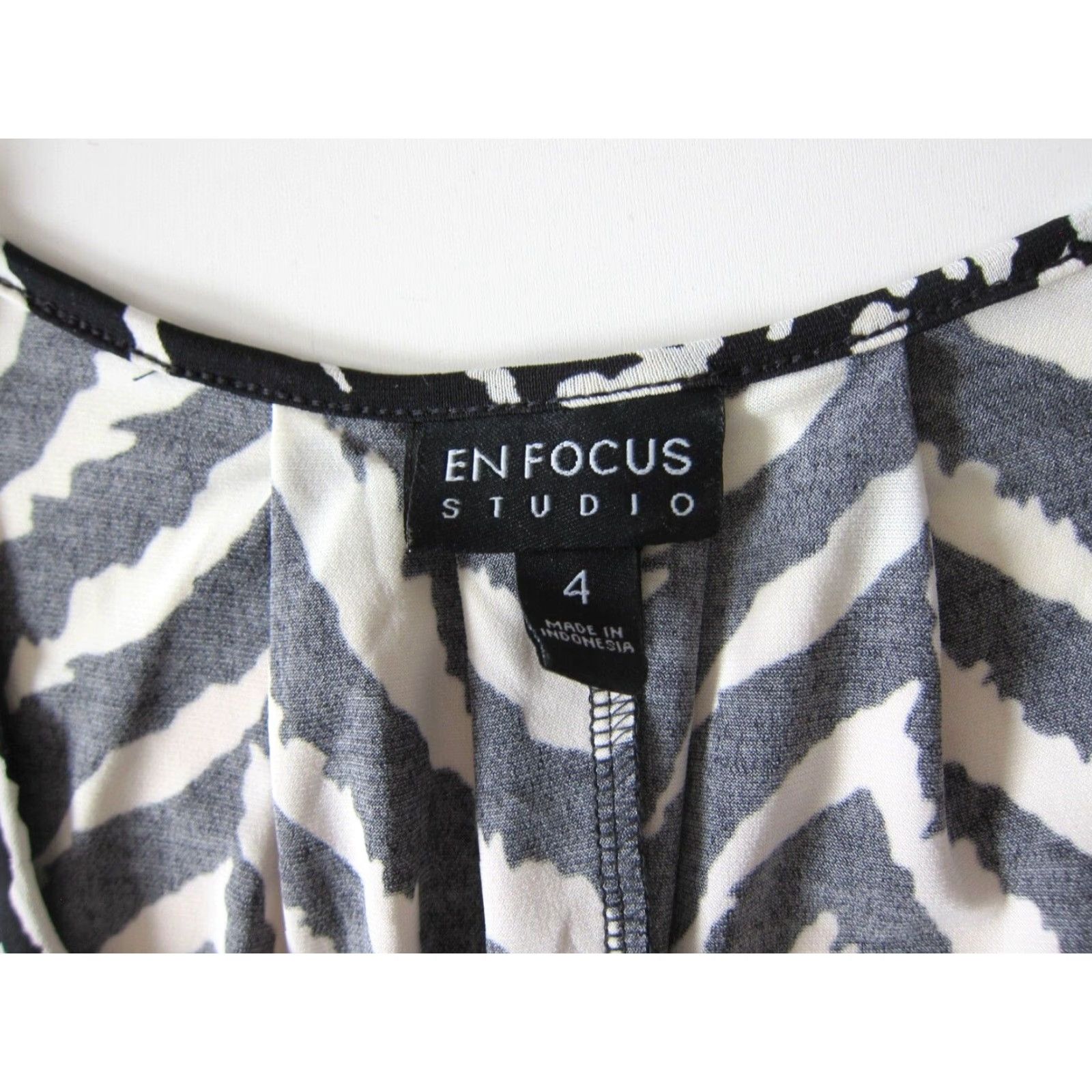 Vintage En Focus Studio Black White Zebra Stretch Beaded A-Line Shift Tunic Dress 4 Size S / US 4 / IT 40 - 4 Thumbnail