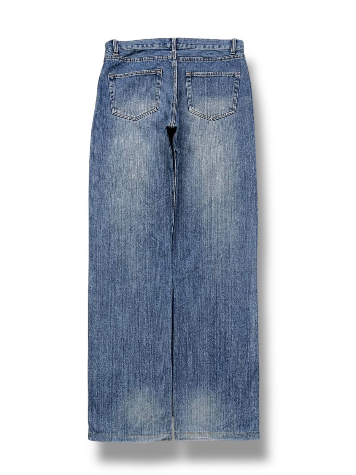 Japanese Brand Vintage Nylaus Jeans Japan - Faded Wash, Patches Distressed Size US 33 - 3 Thumbnail
