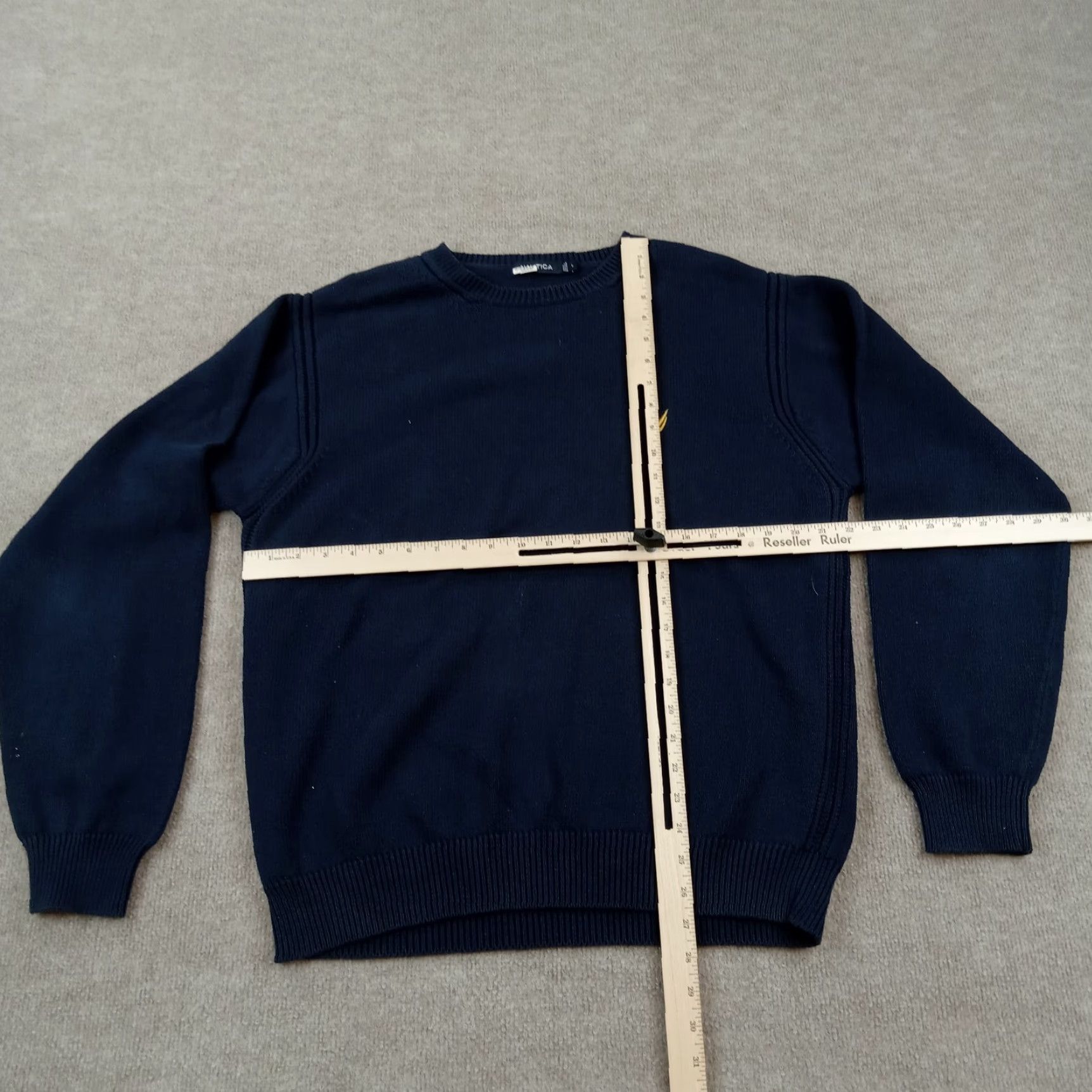 Nautica Nautica Mens Large Blue Crew Neck Long Sleeve Pullover Sweater Logo Casual Cotton Knit Size US L / EU 52-54 / 3 - 2 Thumbnail