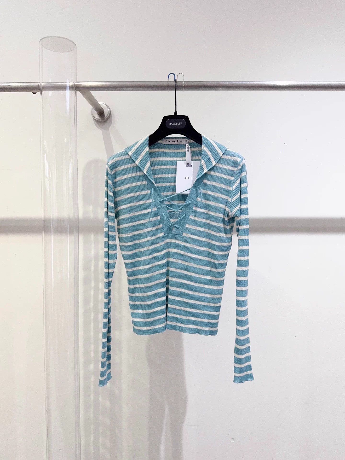 Dior Dior 25SS Sailor Collar Navy Linen Silk Top Women's F34 Size XS / US 0-2 / IT 36-38 - 1 Thumbnail