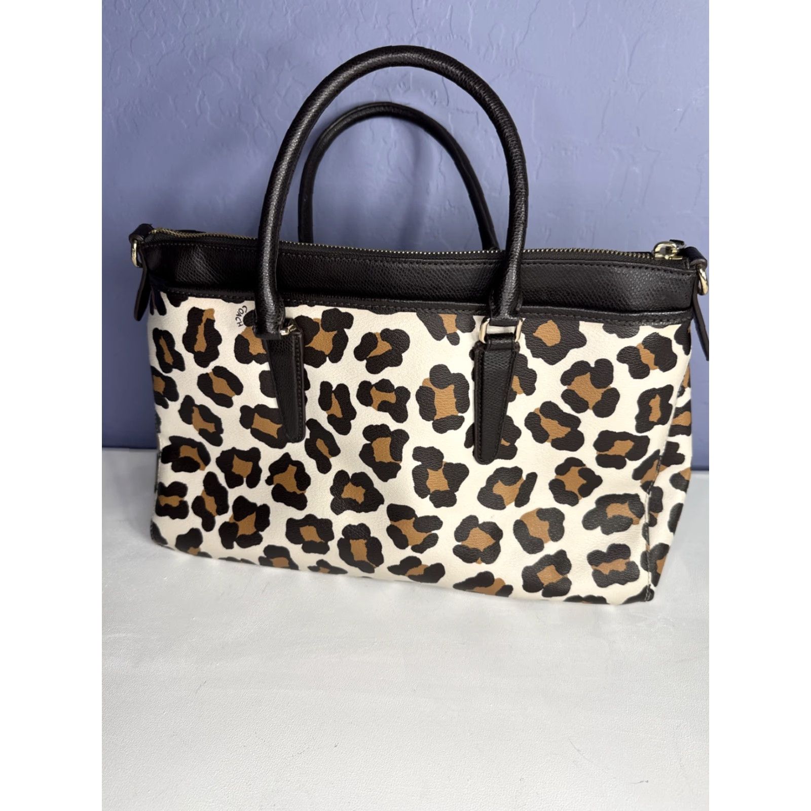 Coach Coach Women’s Satchel Leopard & Brown Shoulder Bag Tote Purse Bag Rare Size ONE SIZE - 3 Thumbnail