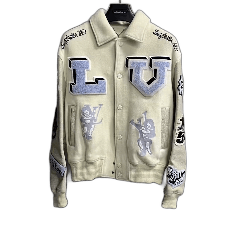 Louis Vuitton Louis Vuitton White Baseball Jacket with Patches Size US L / EU 52-54 / 3 - 1 Thumbnail