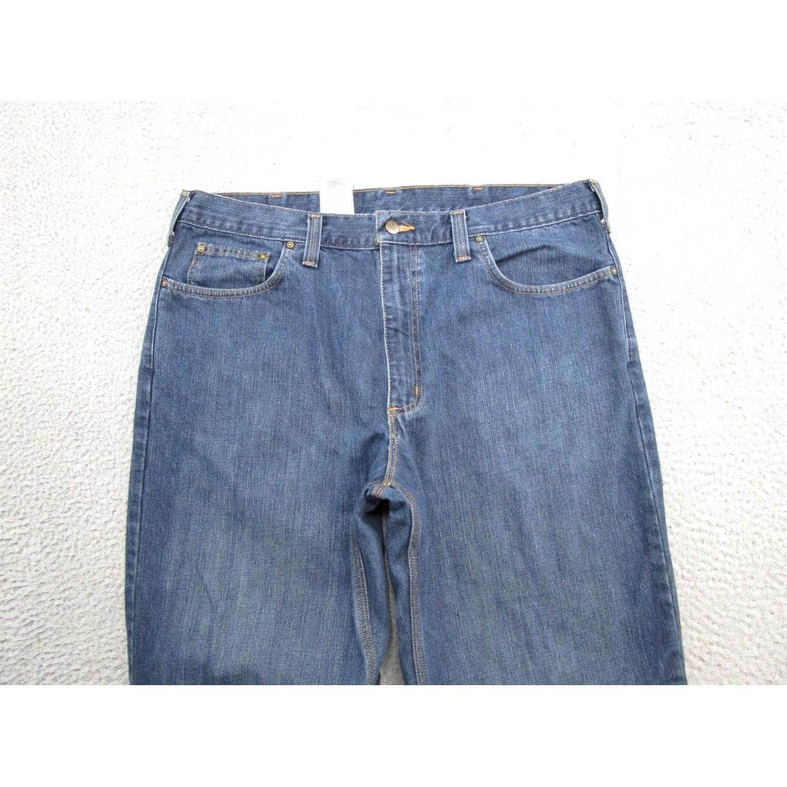 Carhartt Carhartt Jeans Mens 38x34 Blue Denim Relaxed Fit Work Wear 101483-968 Denim Jeans Mens Regular Blue 38x34 Modern Southwestern Logo Cowboy Workwear Size US 38 / EU 54 - 3 Thumbnail