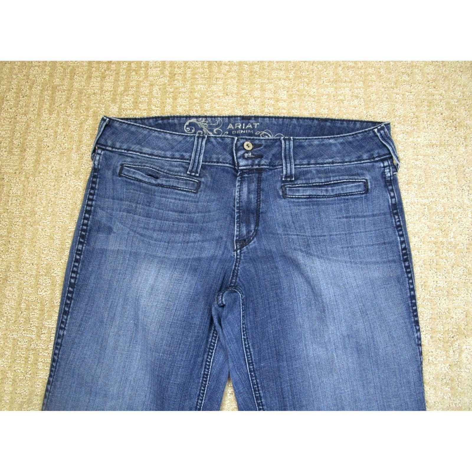 Ariat Ariat Jeans Bootcut Women 32 Tall Blue Dark Wash 5-Pocket Denim Stretch Cowgirl Pants Linked Logo Womens Jeans Size 24" / US 00 / IT 34 - 2 Thumbnail