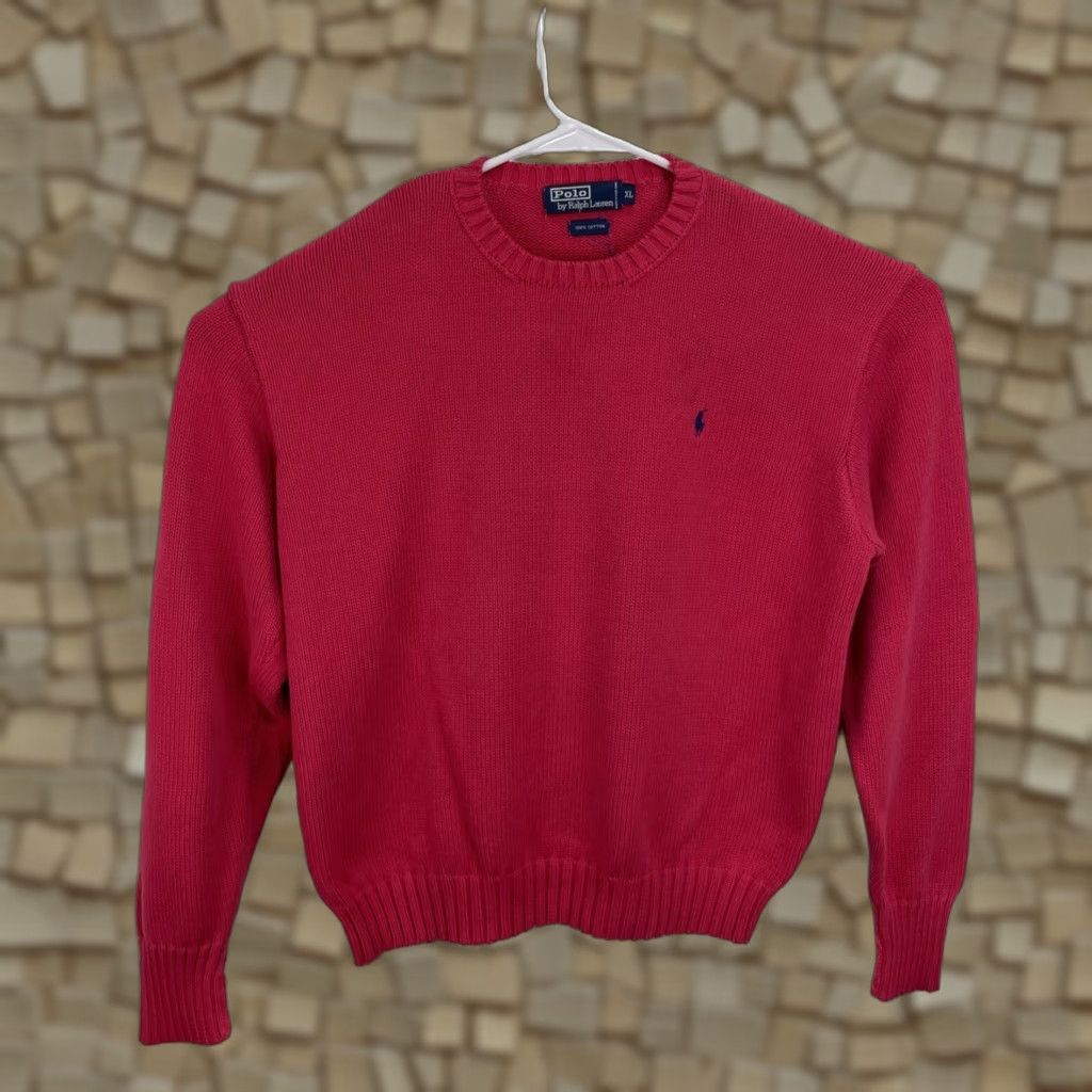 Polo Ralph Lauren VINTAGE Polo Ralph Lauren Coral Crewneck Sweater XL Medium Knit Cotton Shirt Men Size US XL / EU 56 / 4 - 1 Thumbnail