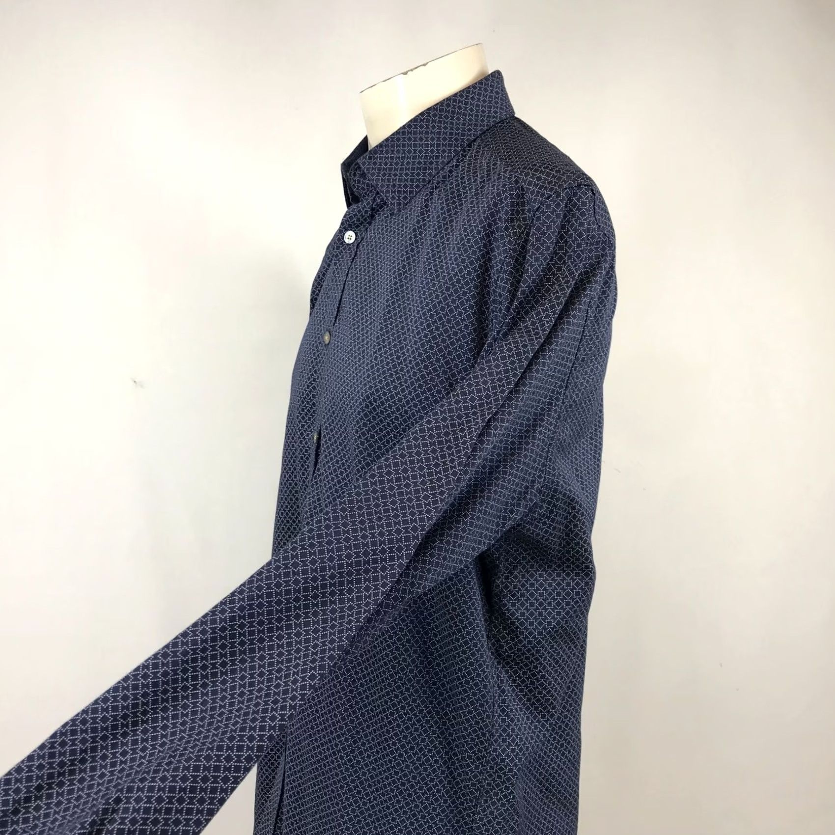 Ted Baker TED BAKER Blue Cotton Button Up Shirt Mens 17 Long Sleeve Collared Size 46R - 3 Thumbnail
