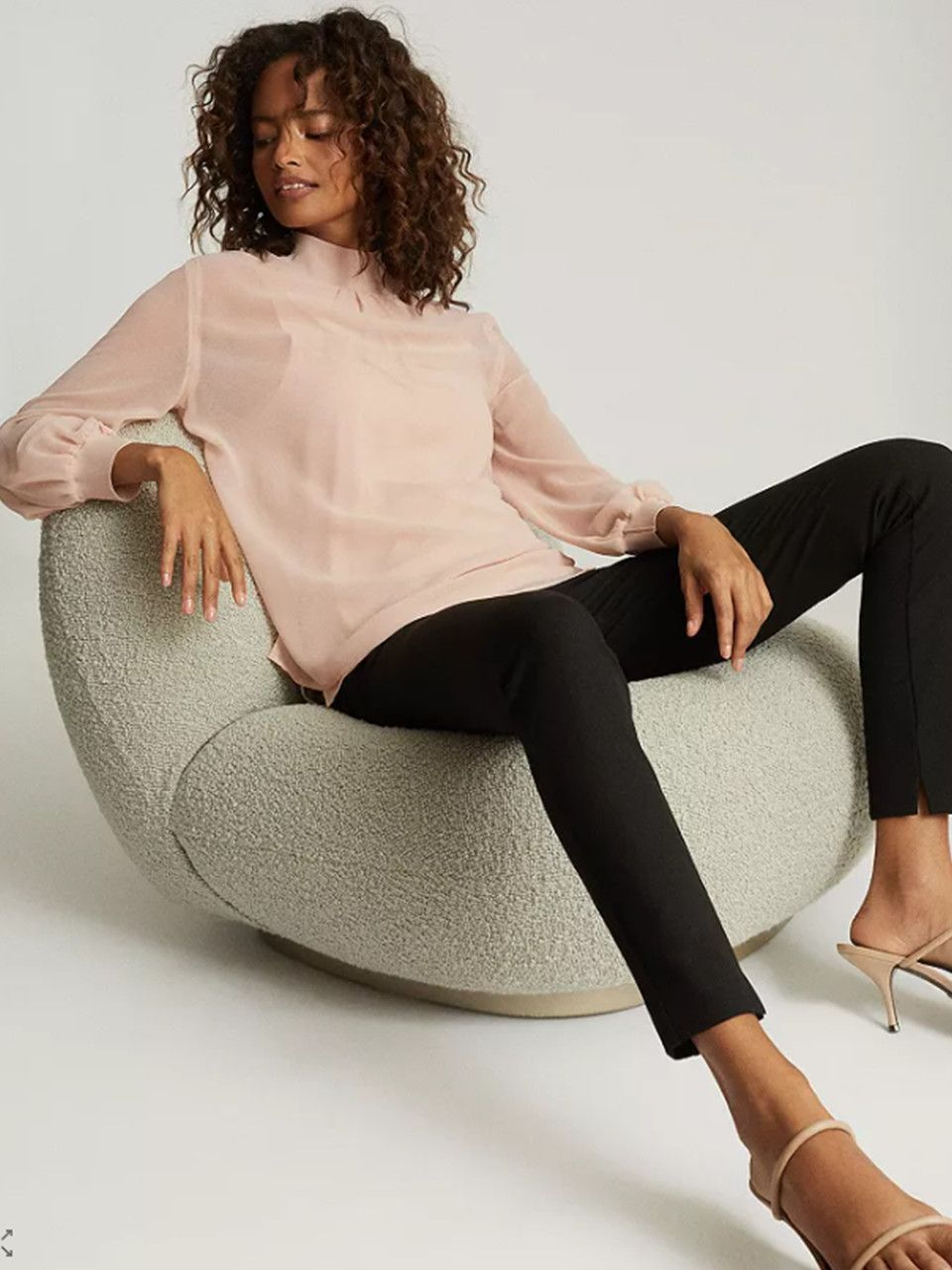 Reiss REISS Sandrine Semi-Sheer Loose Top Blouse Long Sleeve Size L / US 10 / IT 46 - 1 Thumbnail