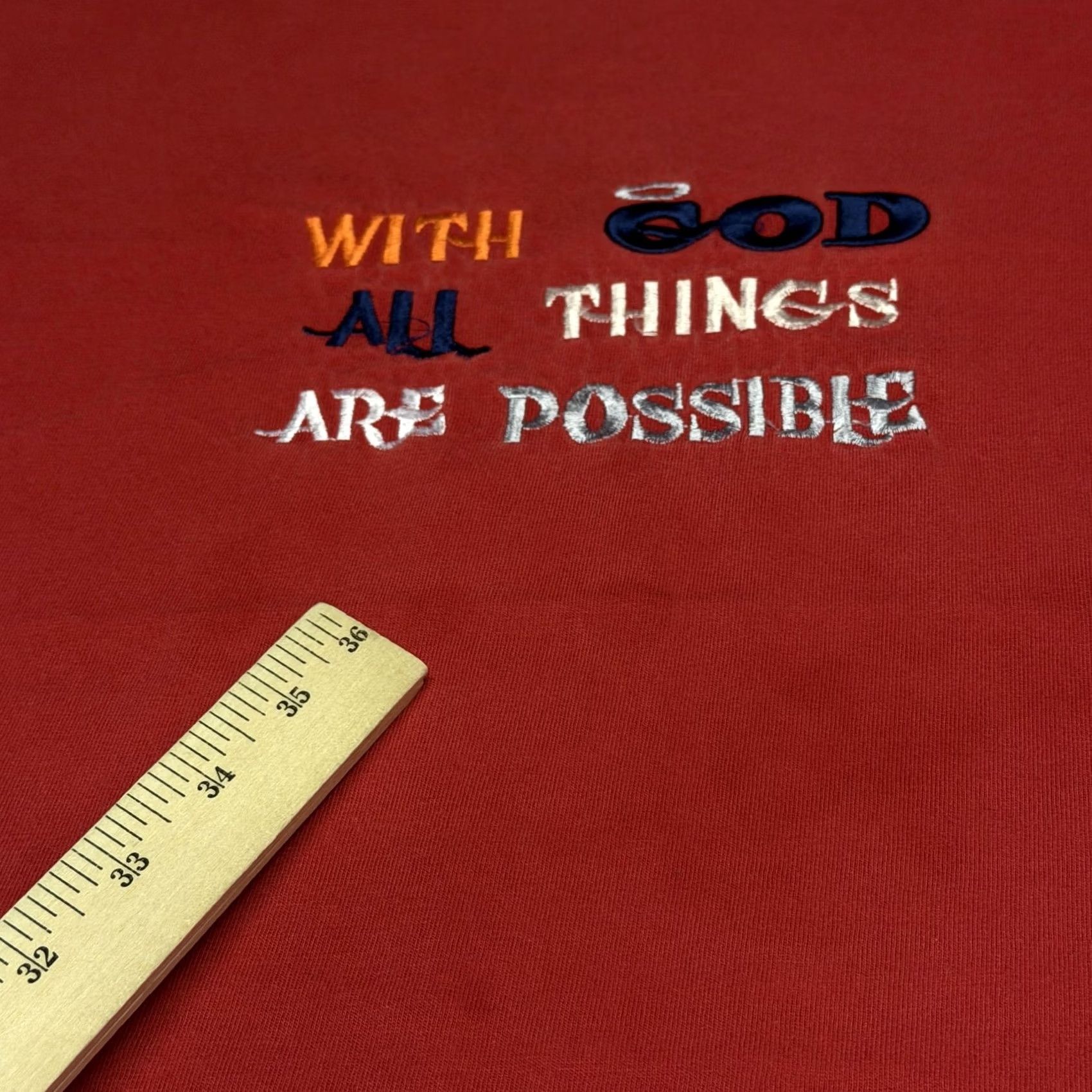 Vintage Shirt Christian Embroidered Red XL Mens With God All Things Are Possible Tee Size US XL / EU 56 / 4 - 5 Thumbnail