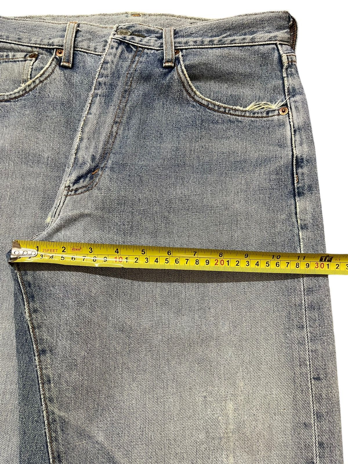 KMRii Vintage Japanese Brand Blue Faded Wash Distress Baggy Jeans Size US 31 - 14 Thumbnail