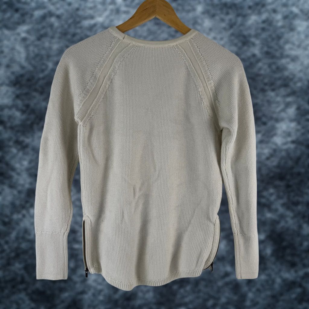 Athleta Athleta Pullover Sweater Womens S Ivory Waffle-Knit Raglan Long Sleeve Crew Neck Solid Logo Accents All Seasons Casual Size S / US 4 / IT 40 - 1 Thumbnail
