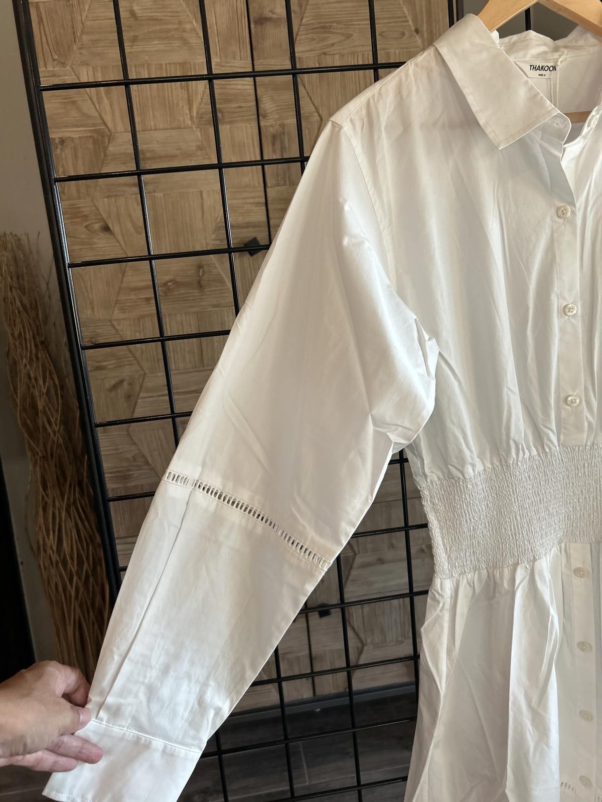 Designer NWT Thakoon White Maxi Dress 8 Smocked Waist Cottage Size M / US 6-8 / IT 42-44 - 3 Thumbnail